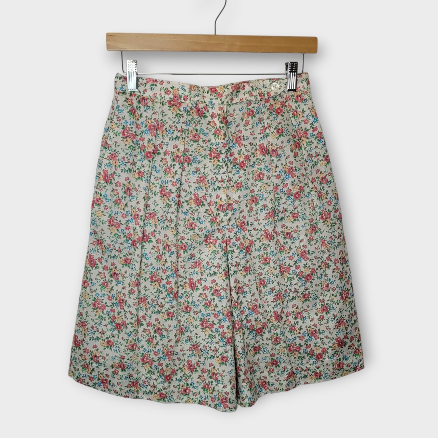Vtg 80s Abercrombie Fitch High Waist Pleated Shorts Modern 4 Floral Preppy