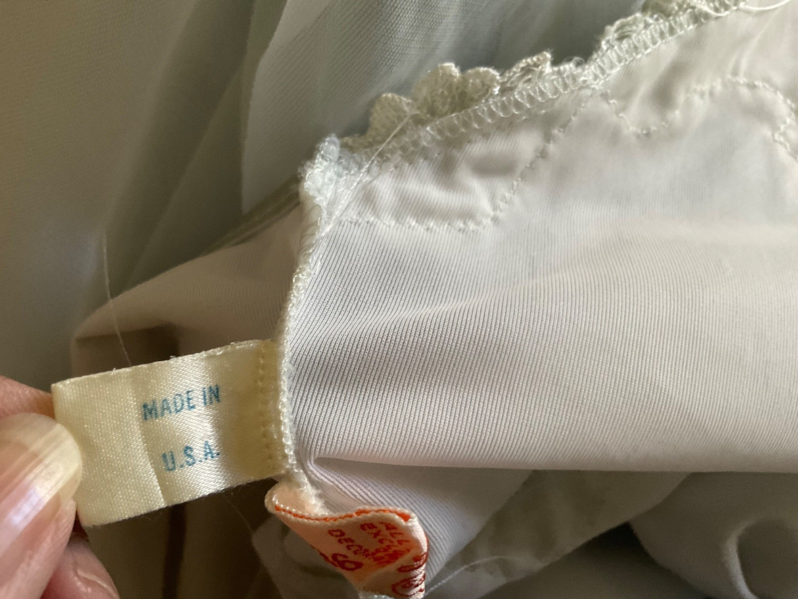 Vintage Gotham Gold Stripe Blue Nightgown Chiffon Nylon Lace Trim Size 36 USA