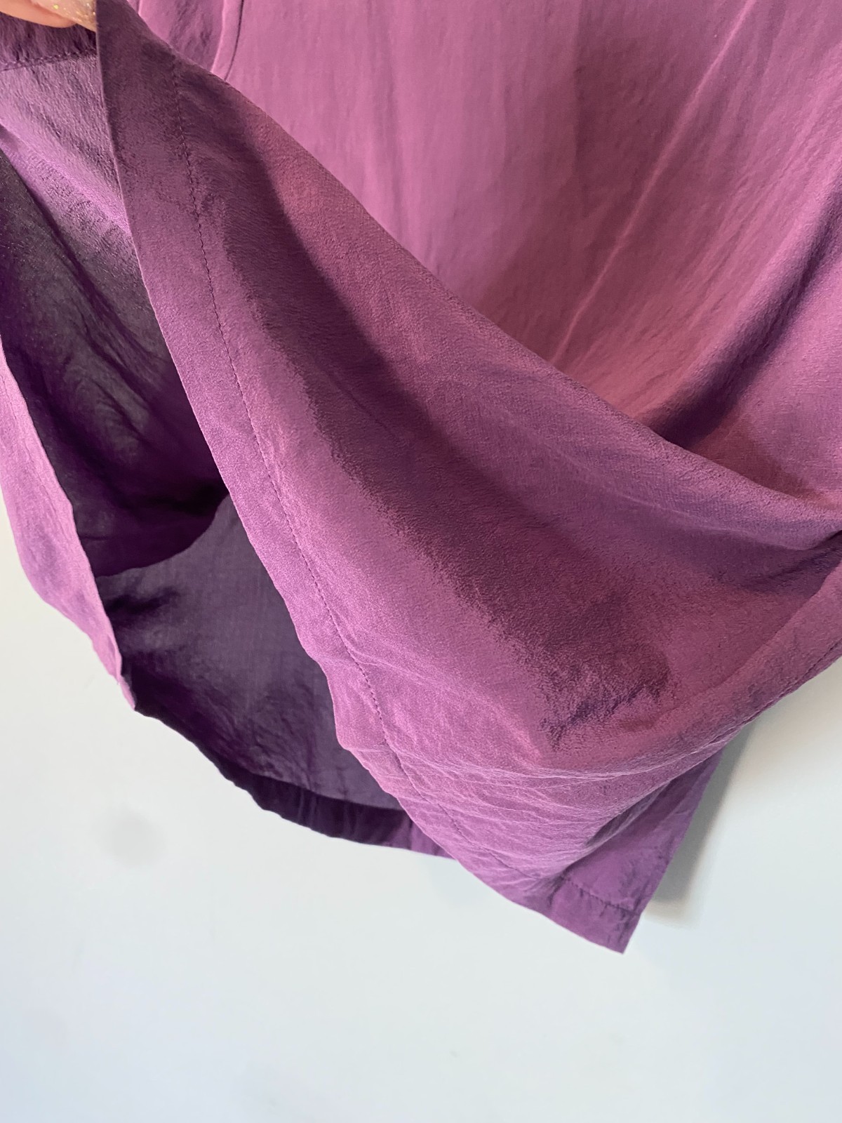Vintage 90s Stephanie Andrews 100% Silk Blouse Purple Minimalist Quiet Luxury M