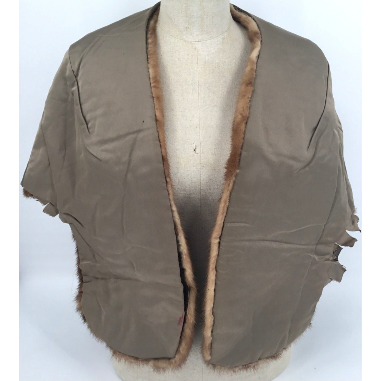 Vintage Evans Furs Davison’s Genuine Fur Capelet Stole Brown Damaged 17″ Collar