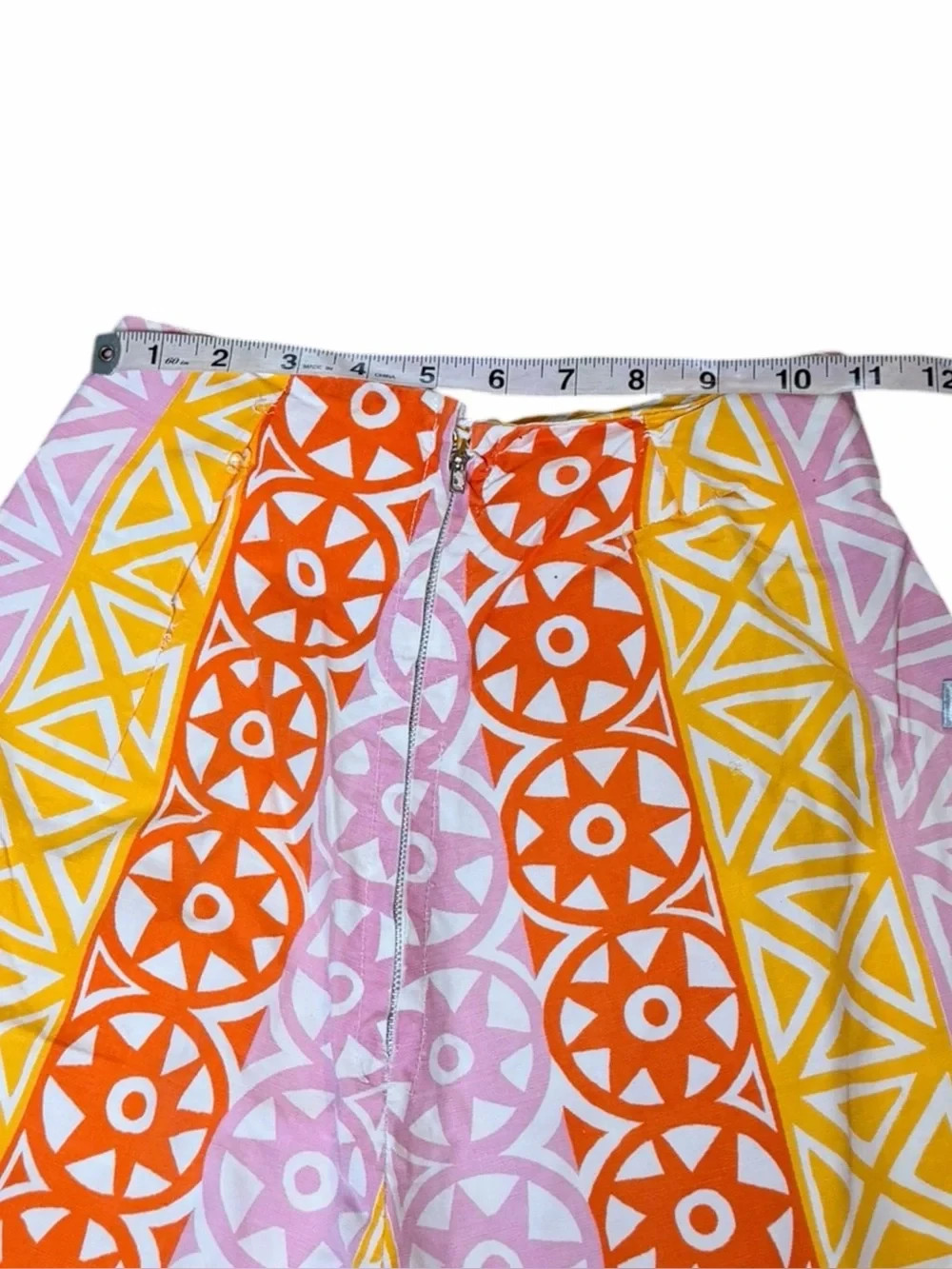 VTG 60s Mod Psychedelic Capri Pants XS Pink Orange Yellow Zip Ankle