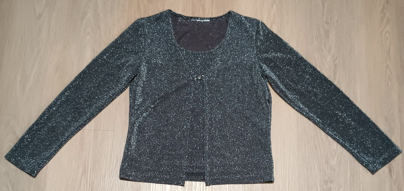 Vtg Stretch Silver Metallic Gray Layered Sparkly Party Festive Top Jacket M