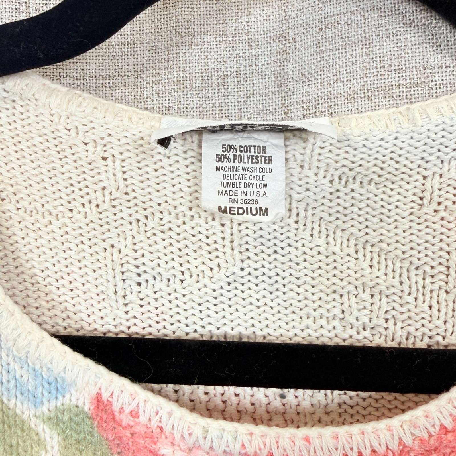 Vtg Basic Editions Floral Knit Sweater M Cottagecore Grandma Grannycore Pastel