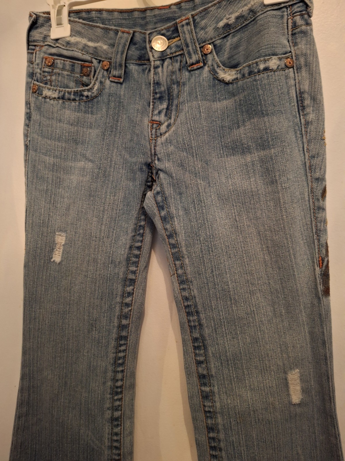 VTG TRUE RELIGION Y2K Bobby Flare Embroidered Lady Godiva Medium Wash Jeans 26