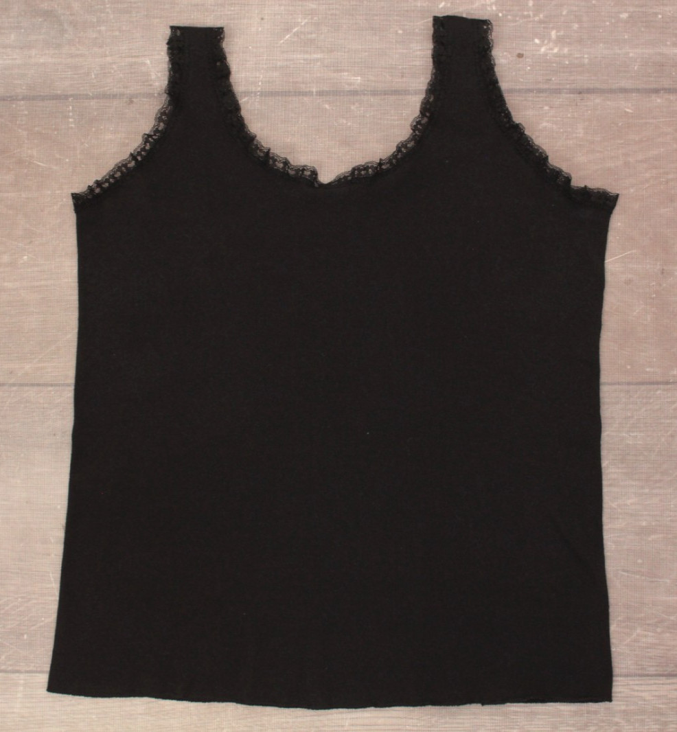 VTG Womens 90s Biker 3D Emblem Lace Trim Tank Top TShirt XL Harley Highway Honey