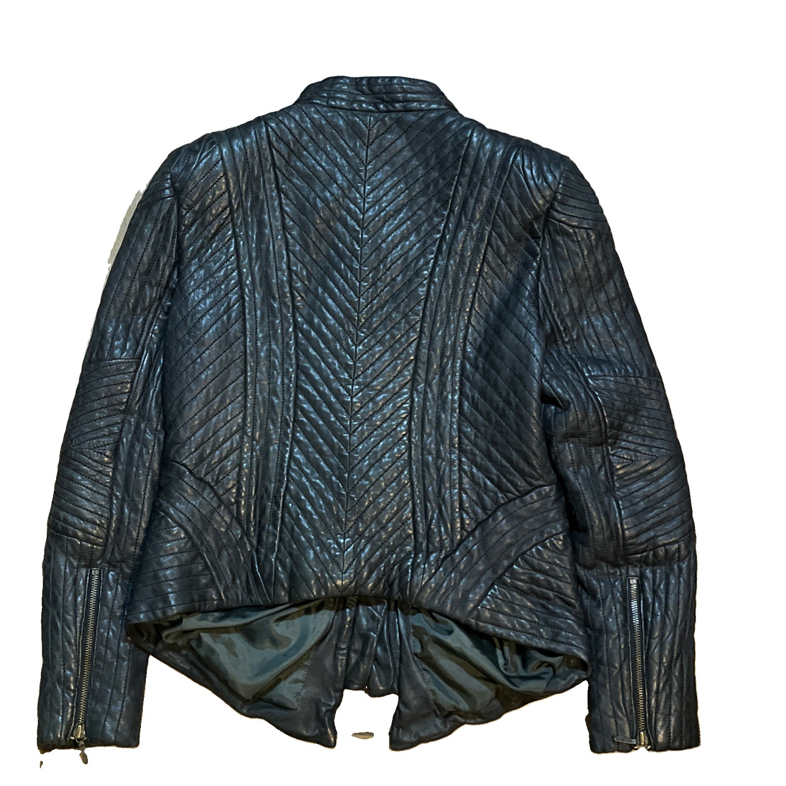 Nicole Miller Large Black Quilted 100% Lamb Leather Jacket – Women Vintage