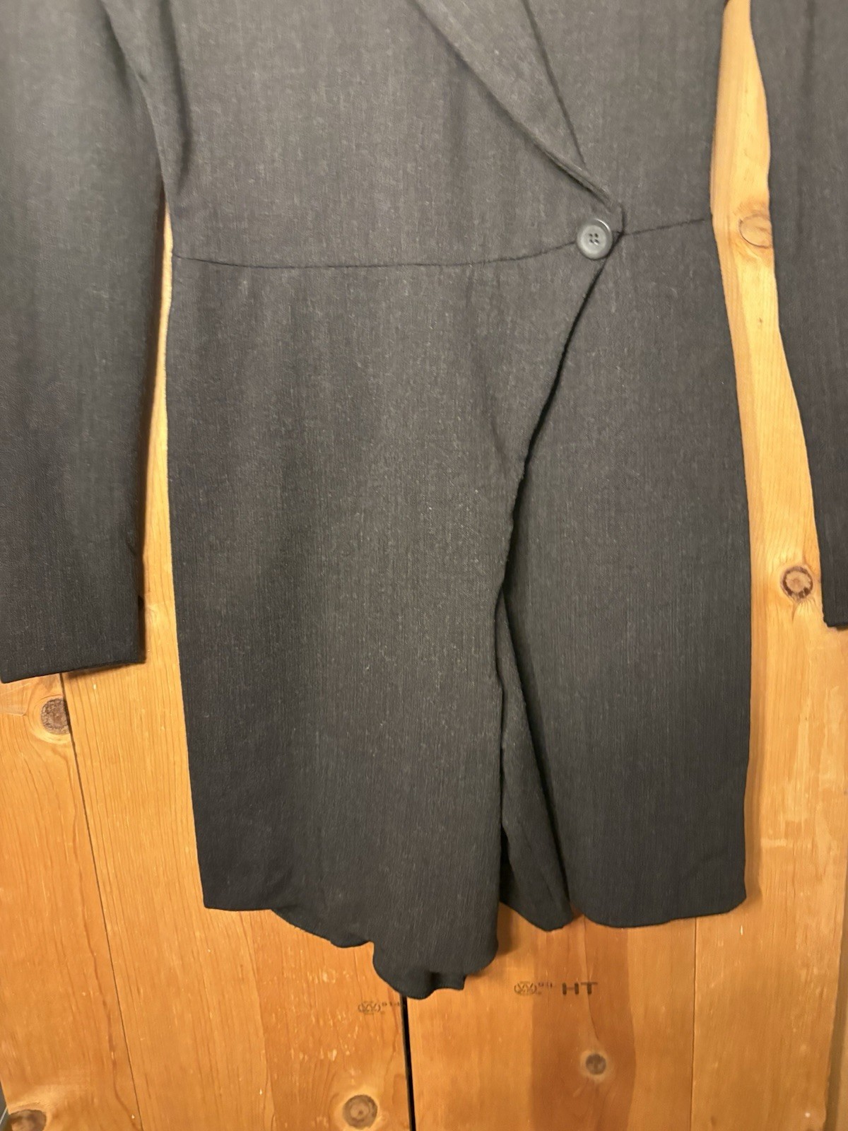 VTG Emporio Armani black asymmetric double-front blazer ROMPER Wool XS/S 36/26”