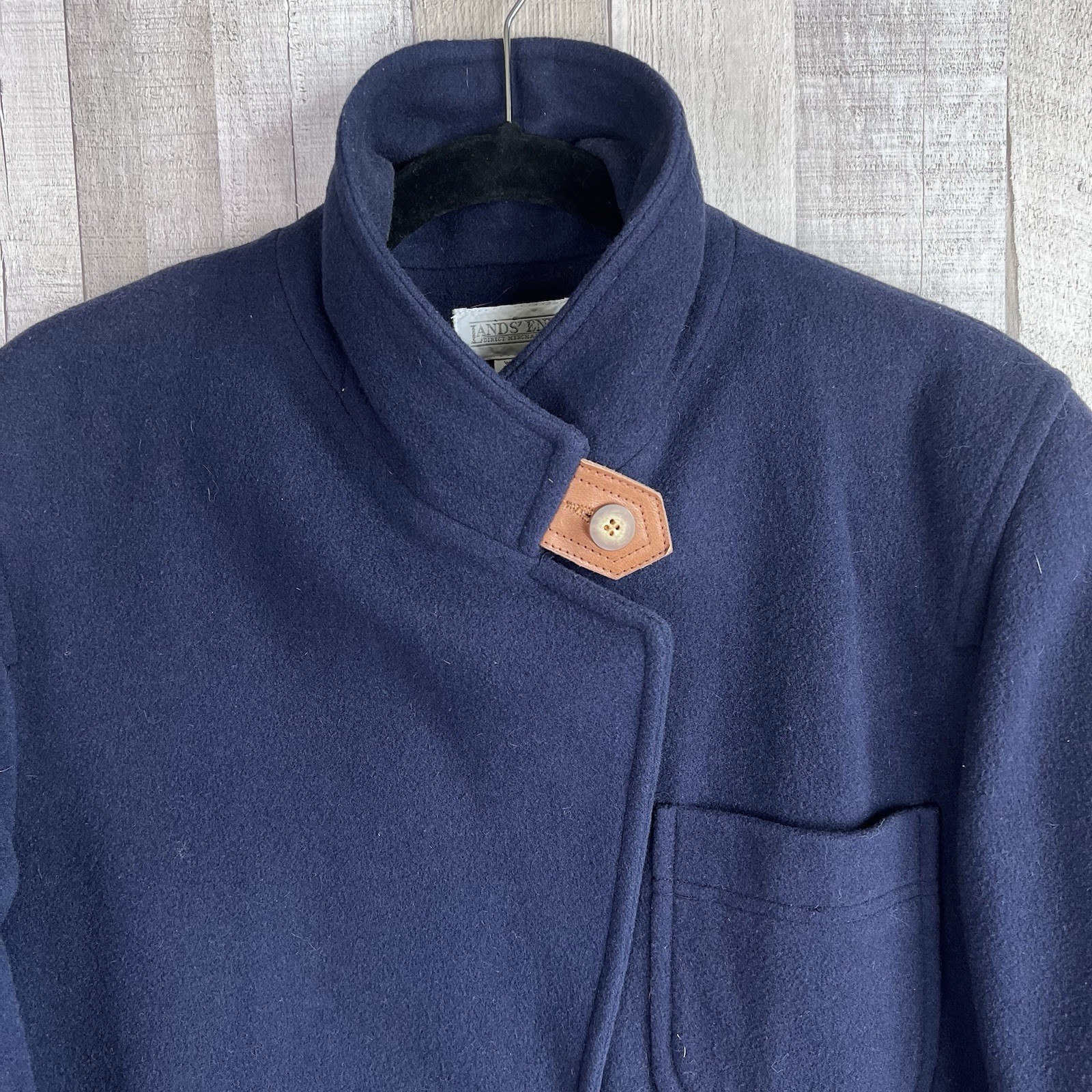 Vintage 80s Lands End Direct Merchant Wool Blazer Women Size 6 Navy Jacket USA