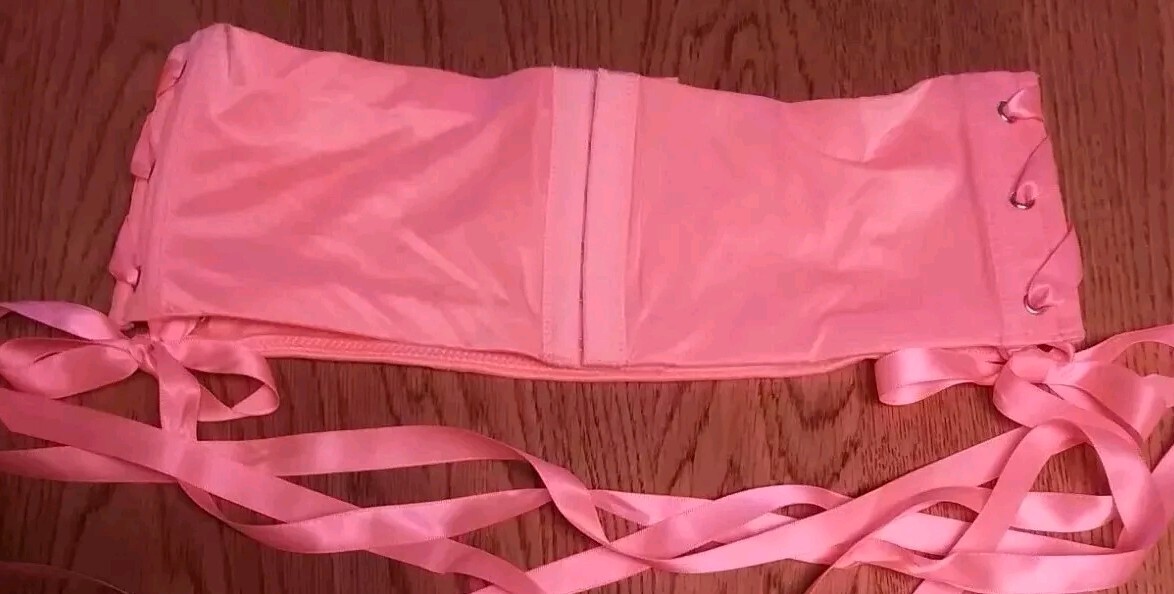 VTG VICTORIA’S SECRET Very Sexy CORAL Shimmer Lace Waist Cincher Belt Corset M/L