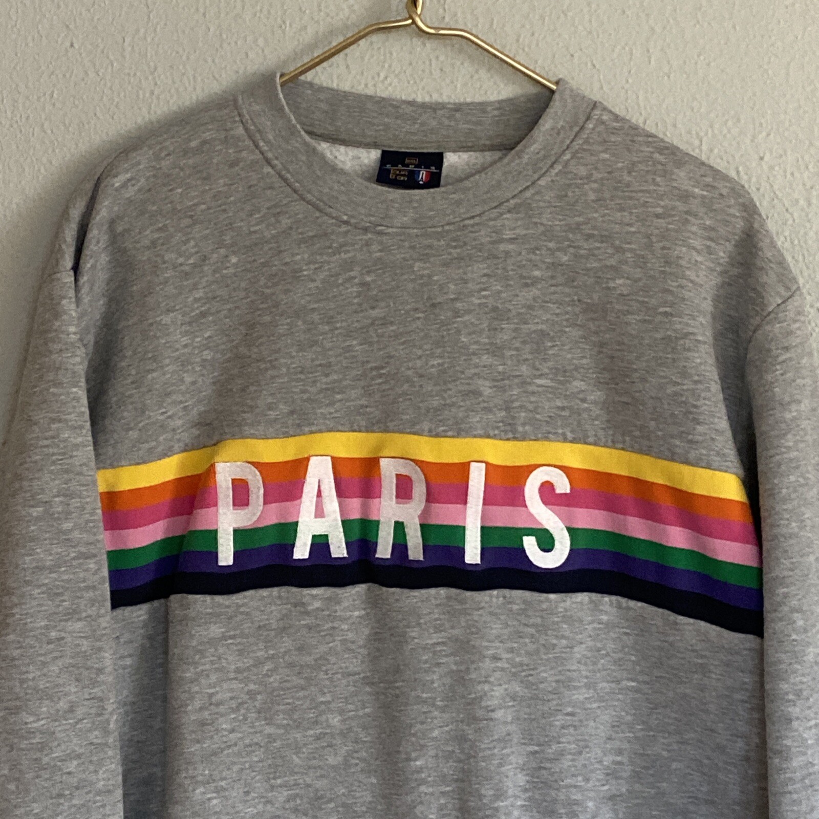 VTG Paris Tour D’or Ile De France Embroidered Rainbow Sweatshirt XXL – ALTERED