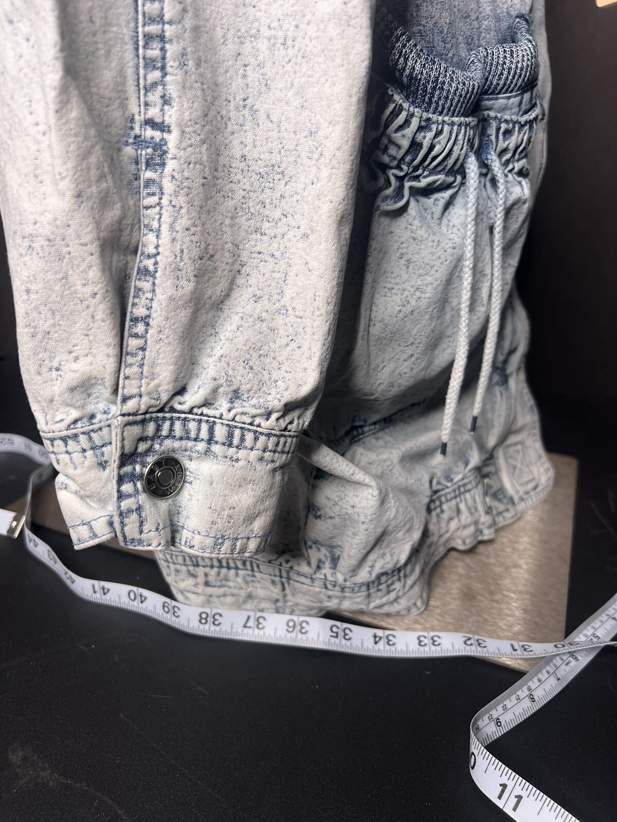 Vtg East West Coat Jacket Womens Lrg. Denim Stone Acid Wash 80’s Streetwear Y2K