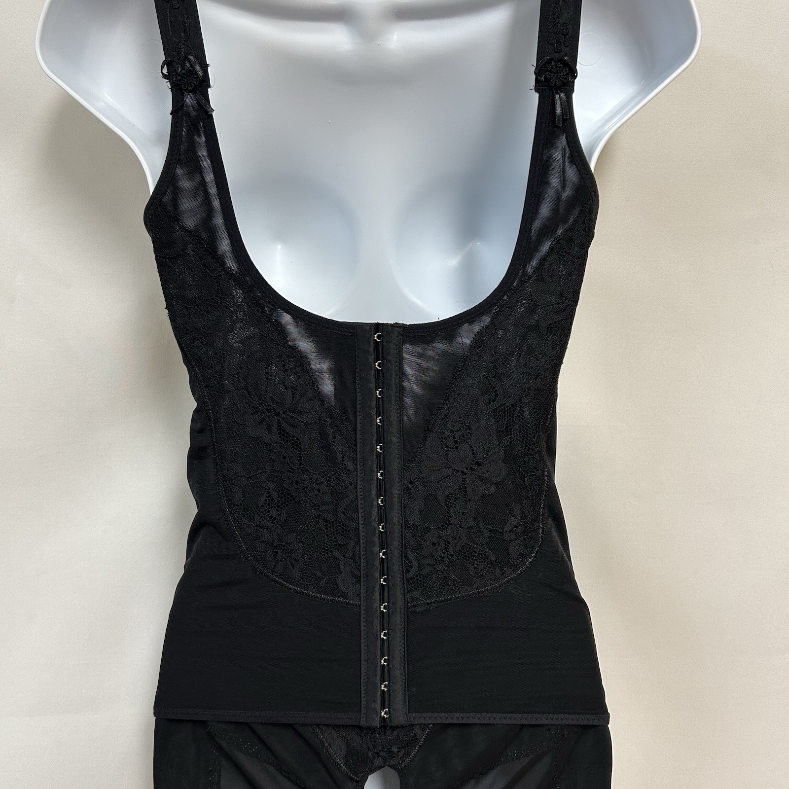Supplim Shapewear Large Black Long Leg Crotchless Bodysuit Waist Cincher