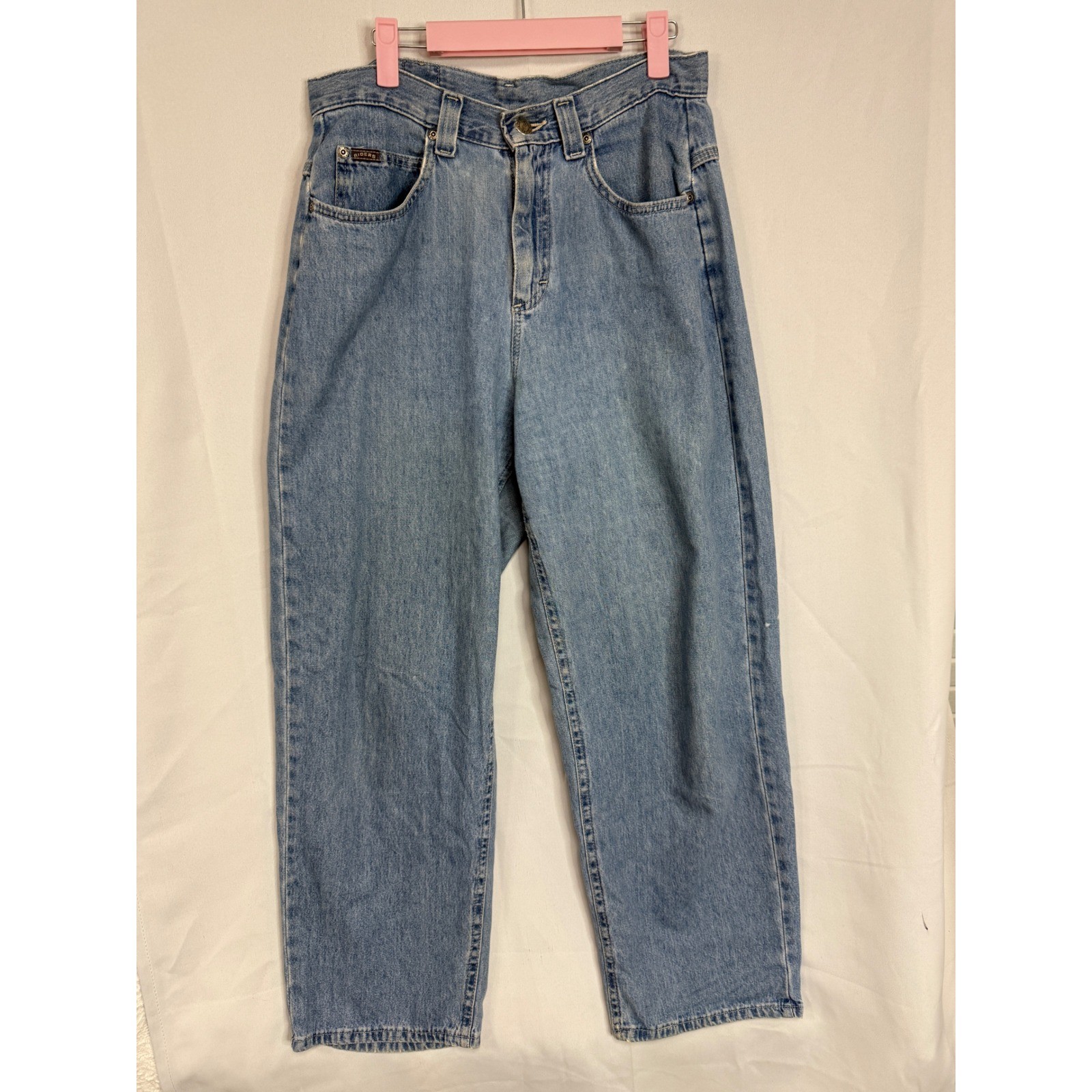 Vintage 90s Lee Riders Cinch Back Jeans High Waisted Light Wash Straight 30×29