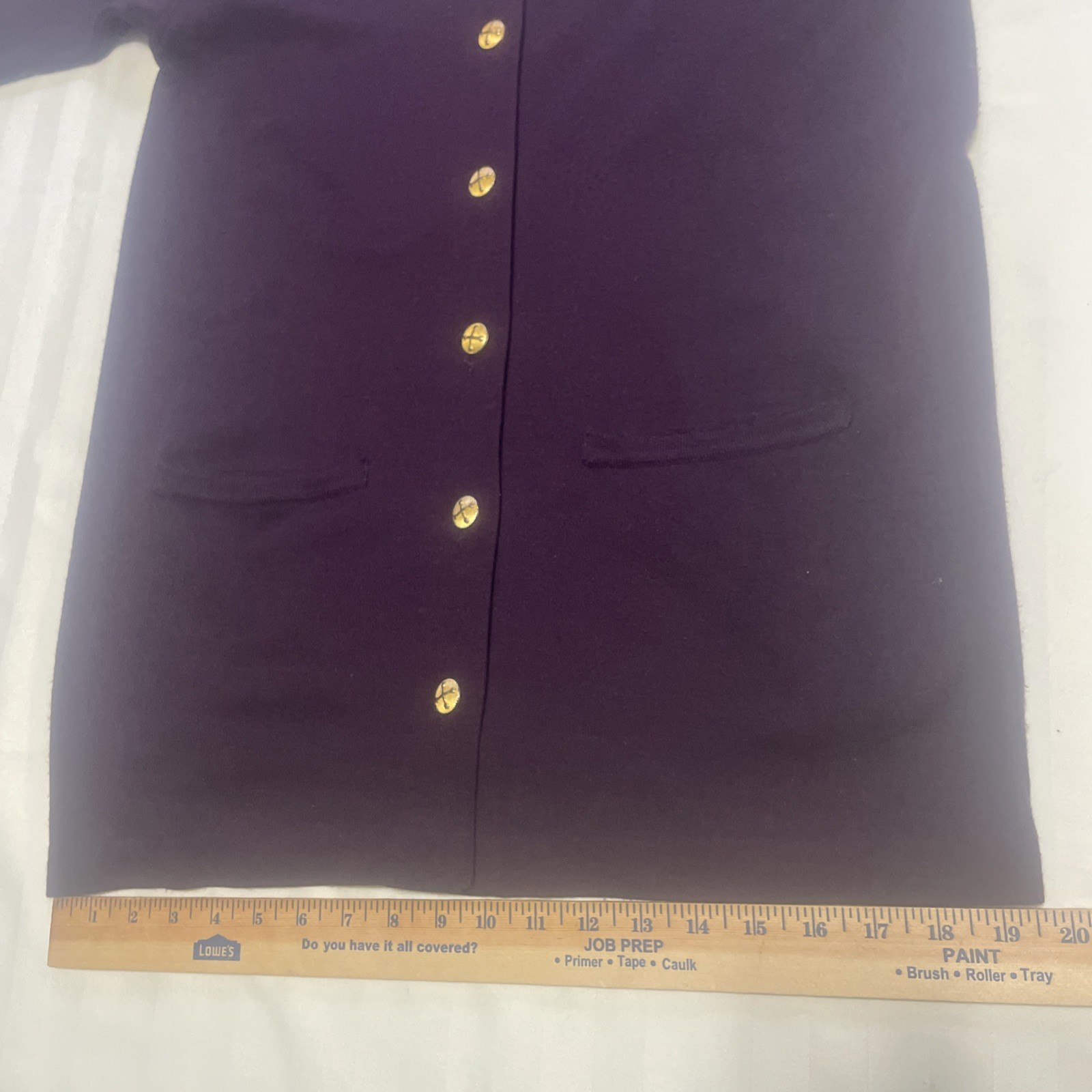 Liz Claiborne Sweater Dress Teal Knit Gold Buttons Office Burgundy Sz M VTG 80s