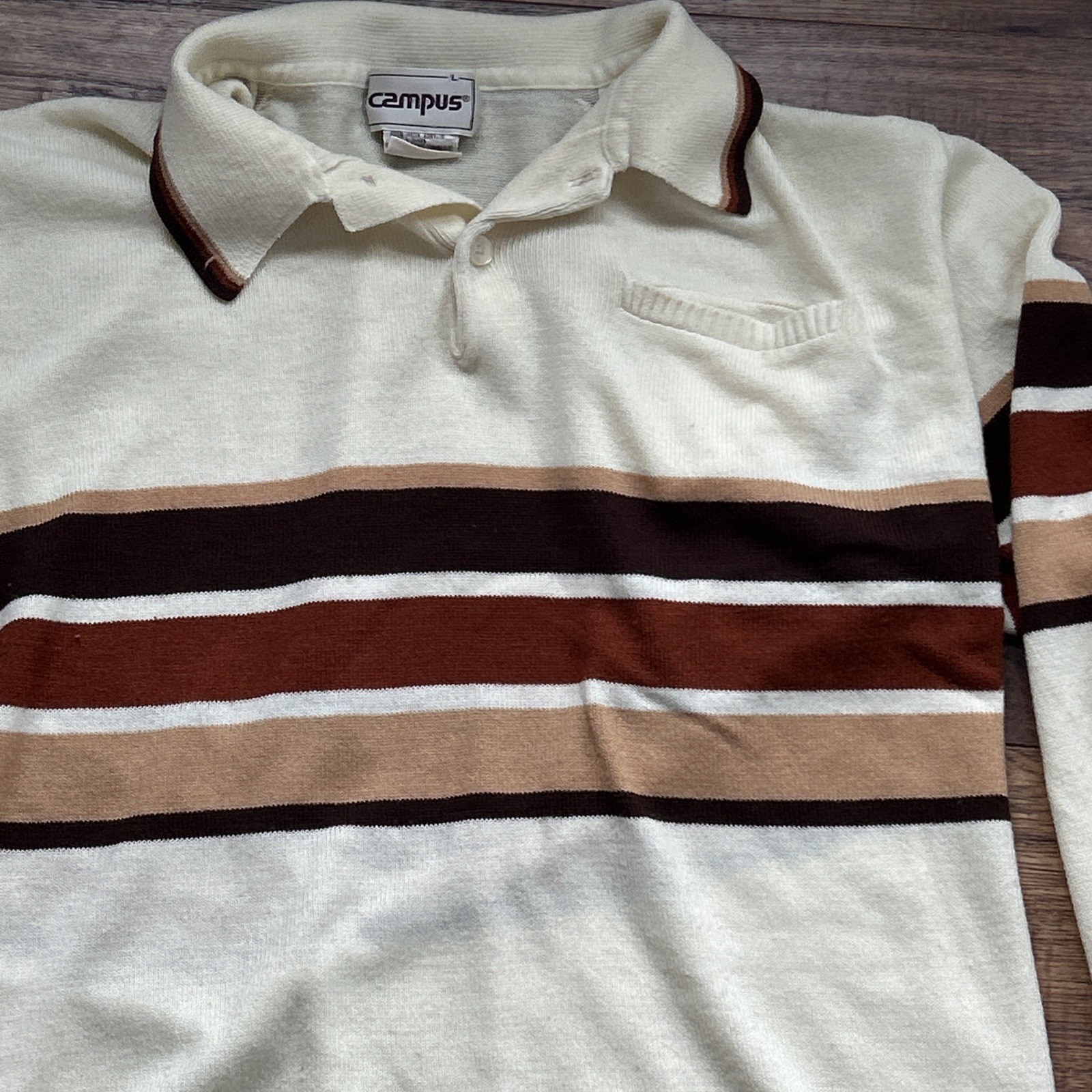 Vintage Campus 100% V Neck W/ Buttons Sweater Size Large