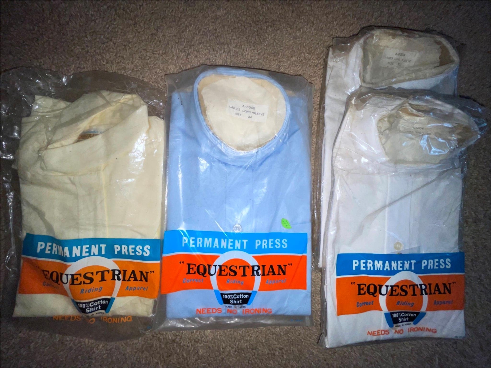 VTG 70S WOMENS 34 36 EQUESTRIAN YELLOW BLUE WHITE RIDING LONG SLEEVE SHIRT