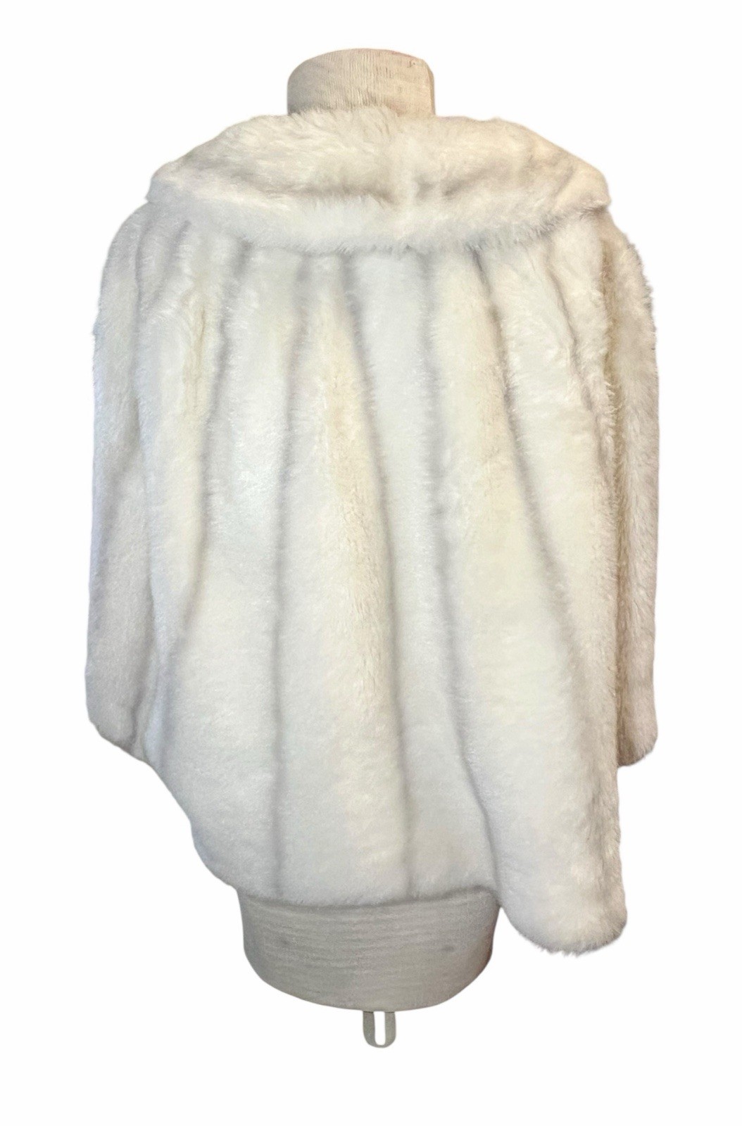 Vintage White Faux Fur Cape Coat Regina Glenara by Glenoit Made in USA