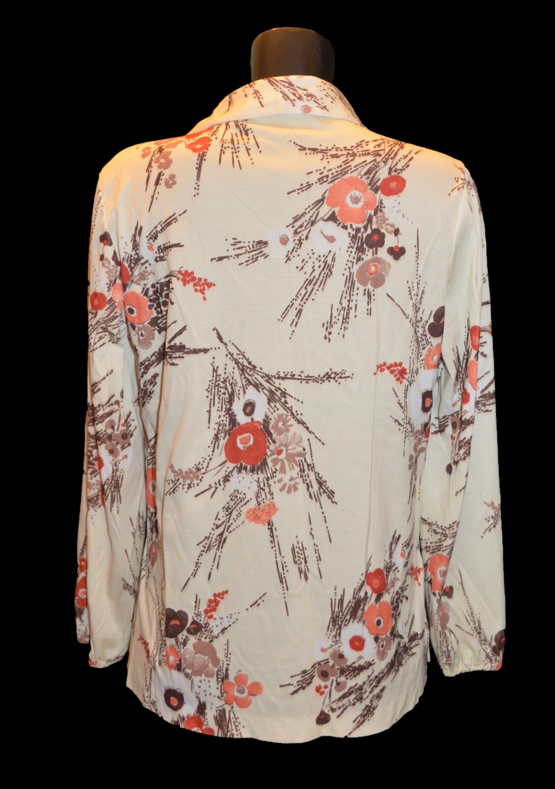 First Edition Dallas Vintage 70s 80s Ivory Floral Print Collared Shirt sz L