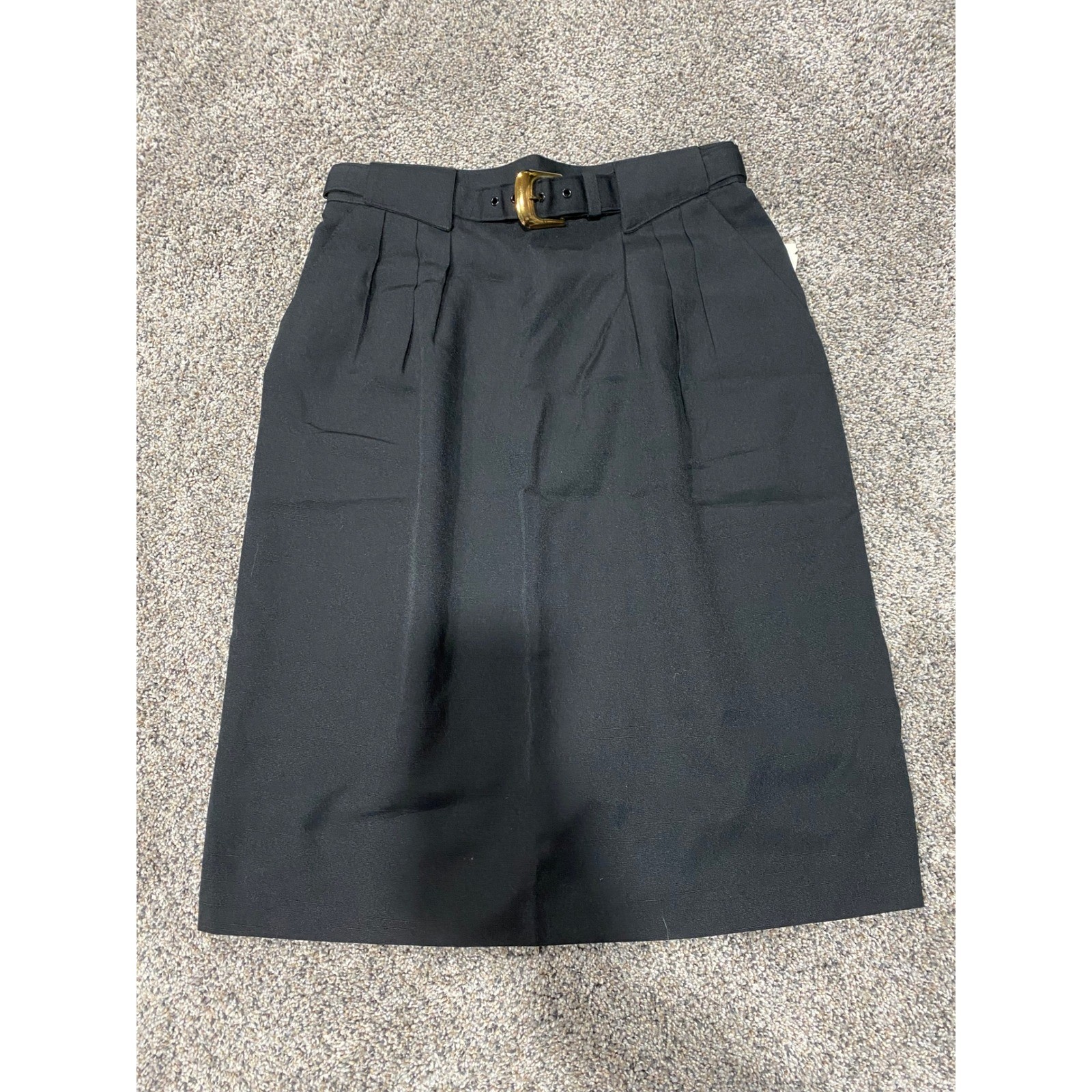 Requirements Petite Vintage Black Pleated Pencil Skirt with Belt Size 12P NWT