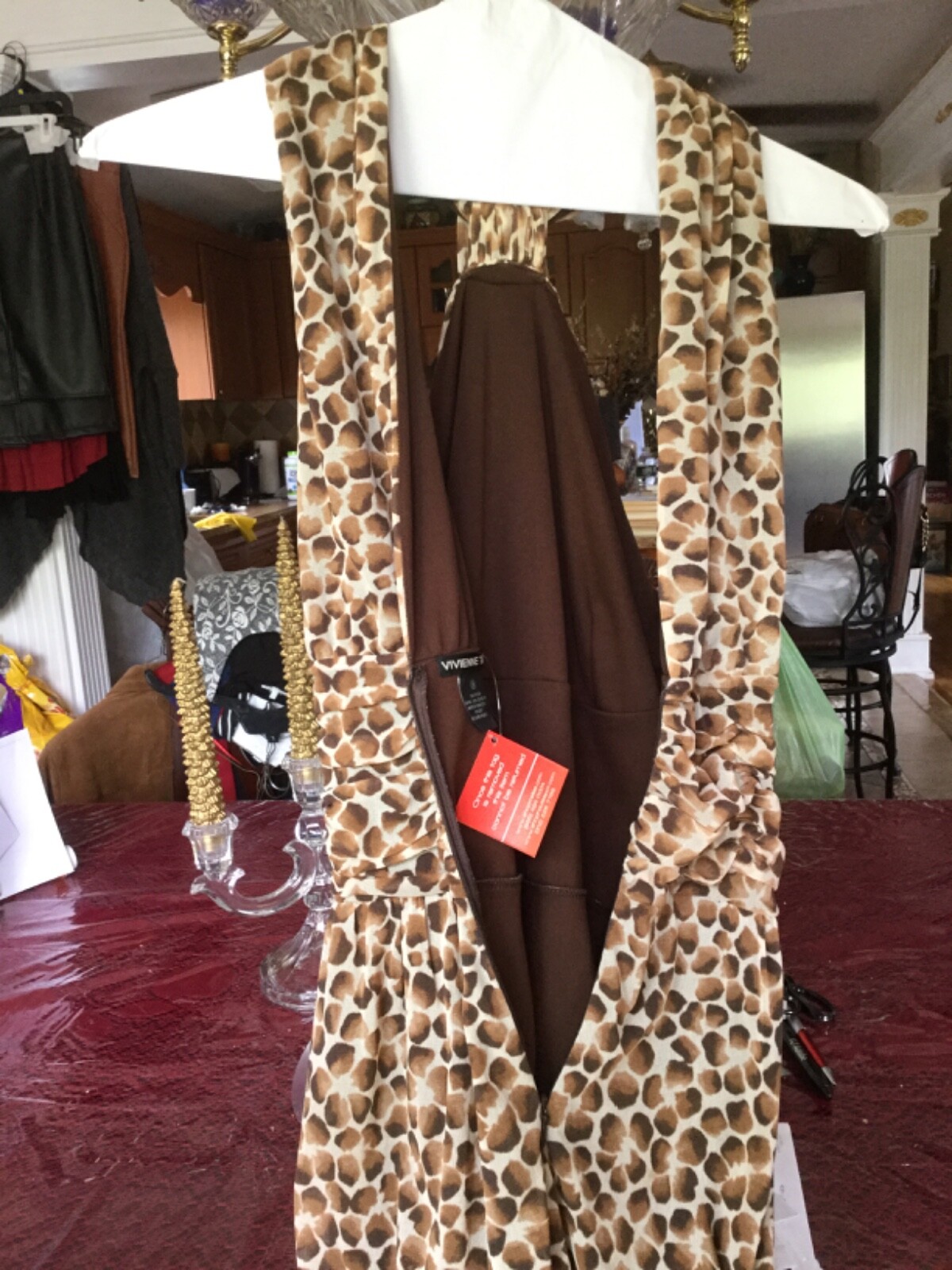 VIVIENNE TAM LEOPARD High Neck HALTER Open Back SHEATH Dress Size 3