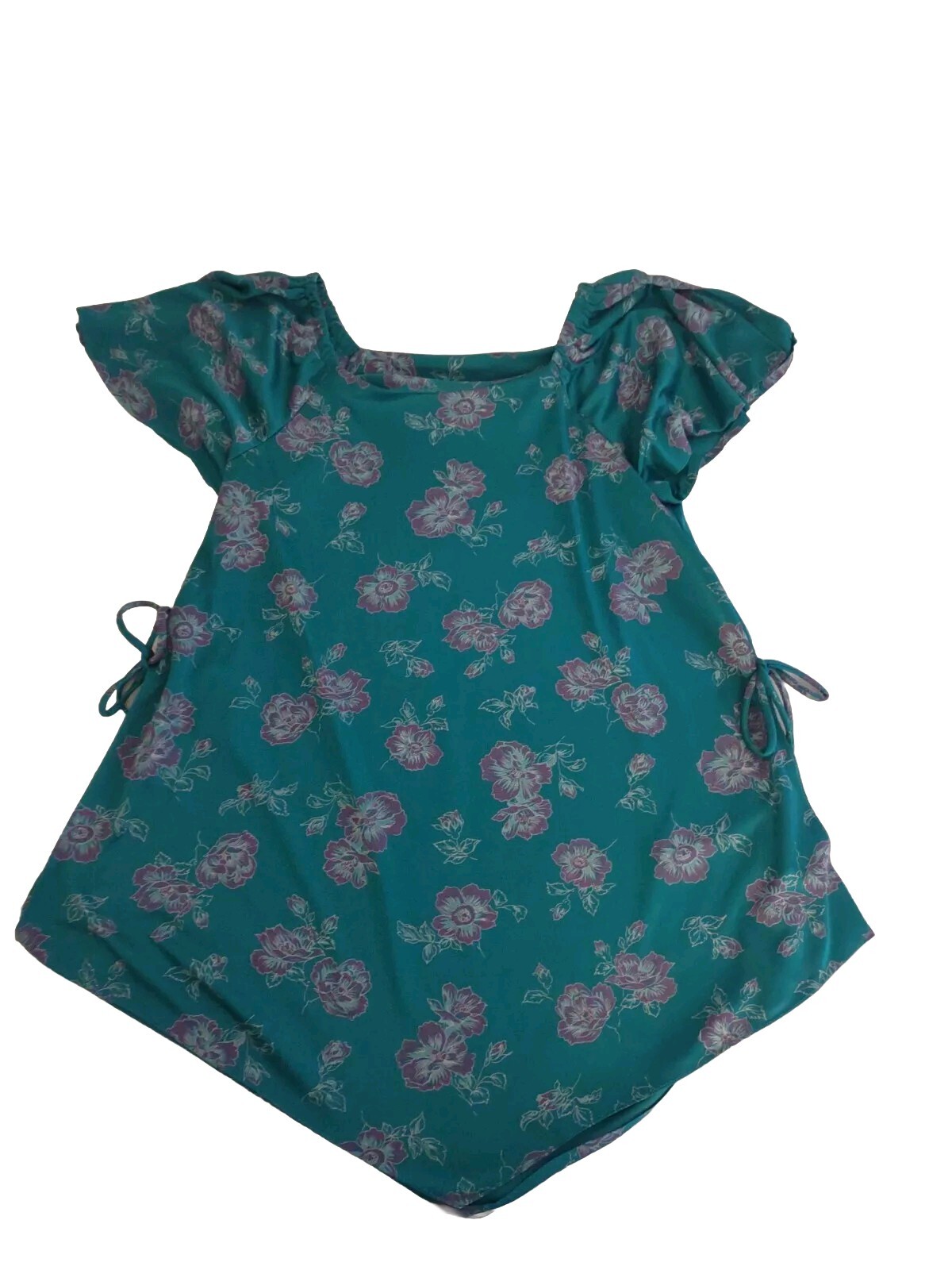Vintage 70’S Ms. Sugar Teal & Purple Floral Two Piece Outfit Mrs. Roper Look