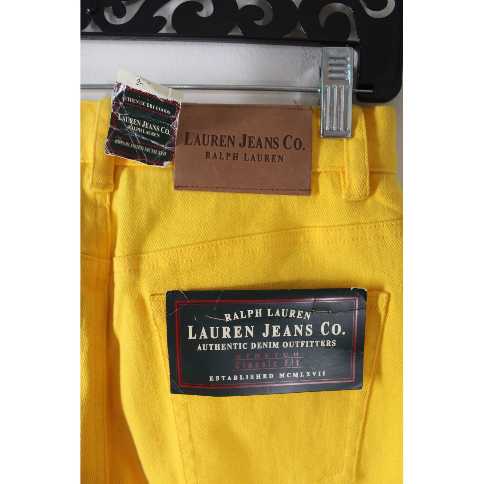 Vtg NWT Lauren Ralph Lauren 2P Yellow Jeans Classic Fit High Rise Stretch Denim