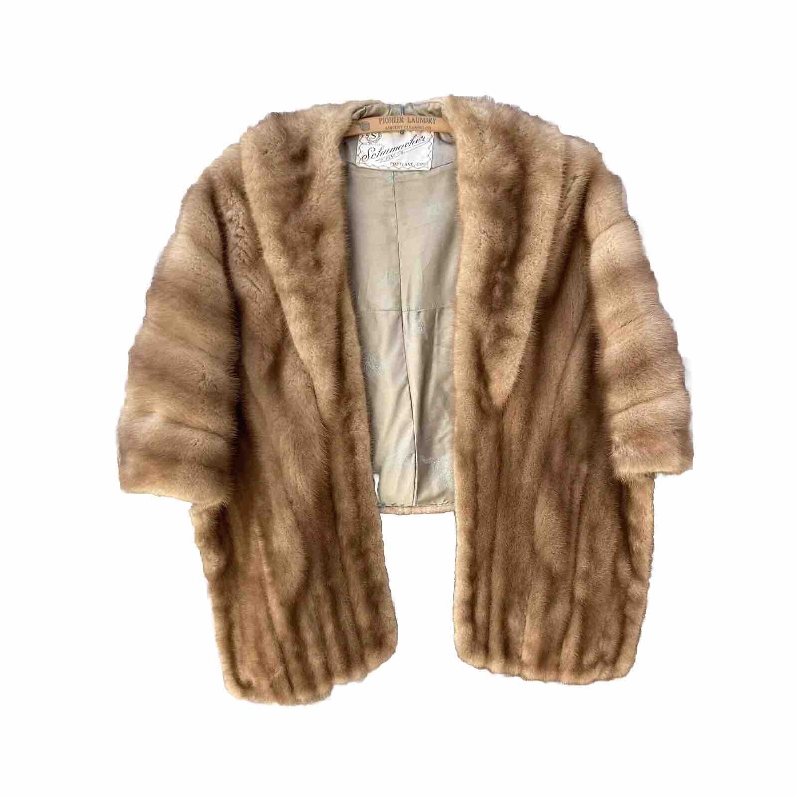 Vintage Schumacher Fur Mutation Mink Stole Shawl Wrap Brown Autumn Haze Women’s