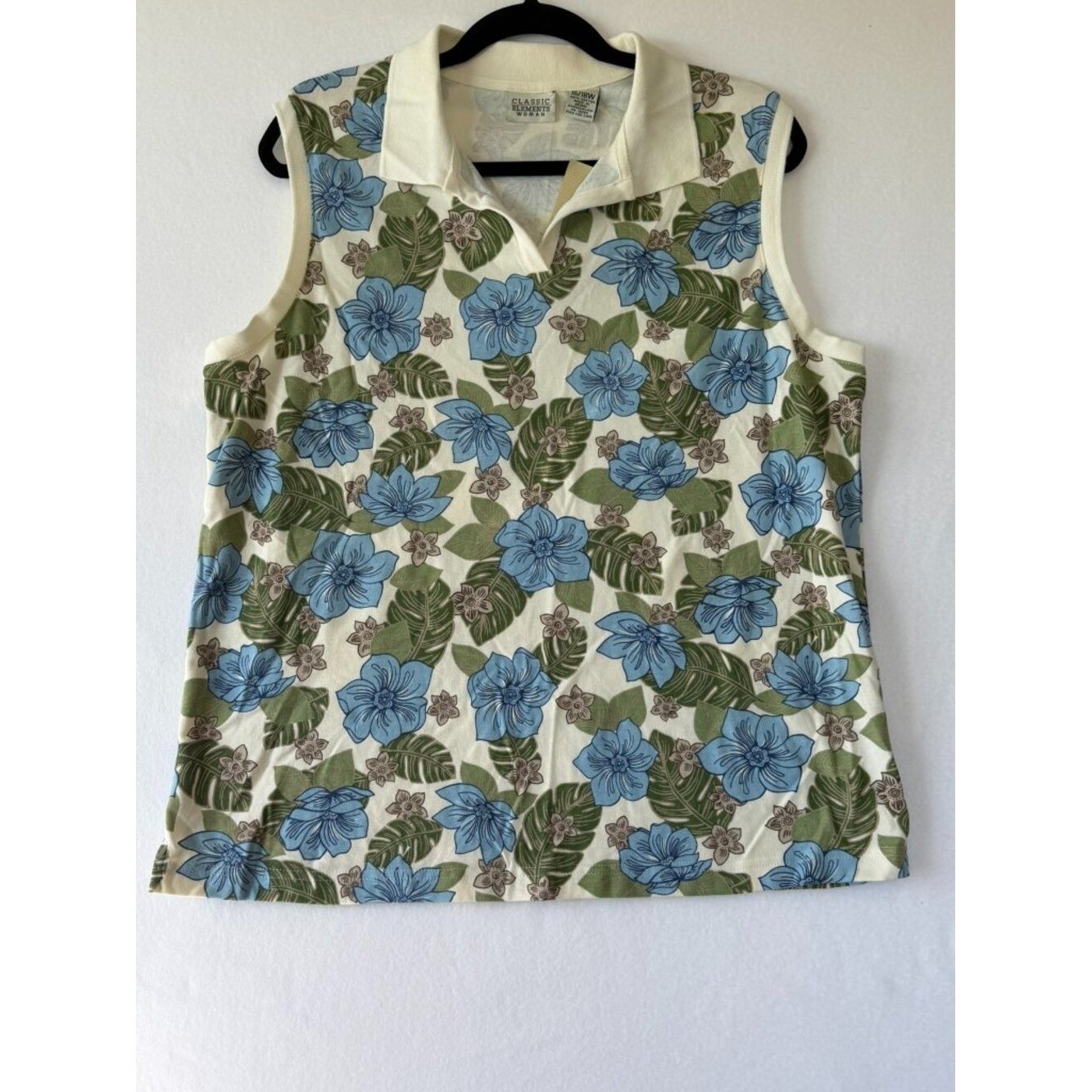 Vintage Y2K Classic Elements Woman Floral Sleeveless Top Size 16/18