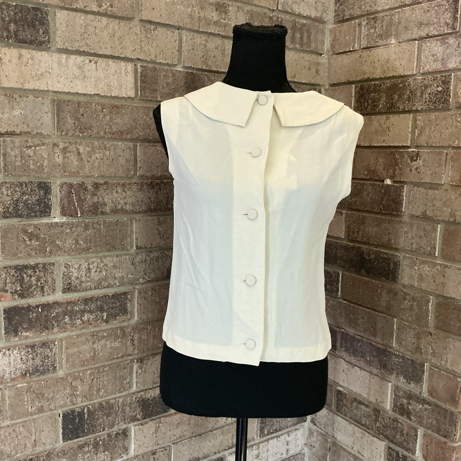 60s VINTAGE Majestic Cream 2-Pc Top Skirt Set Size 8/10 Peter Pan Collar #4602