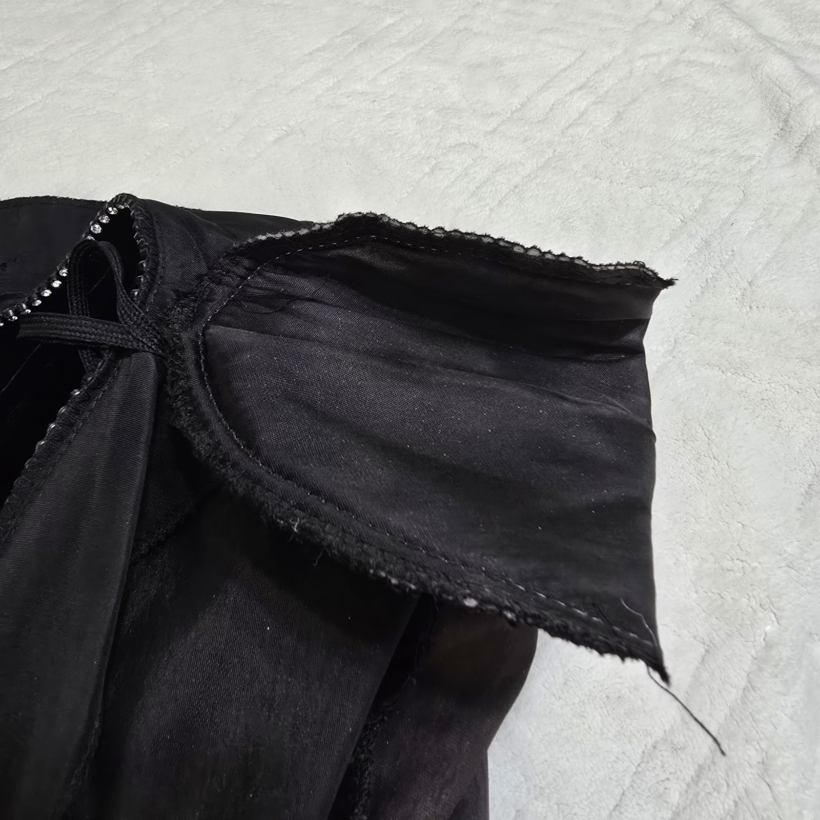 Datiani Black Burgundy Velvet Dress 6 Open Back Satin Bow Rhinestone Goth Glam