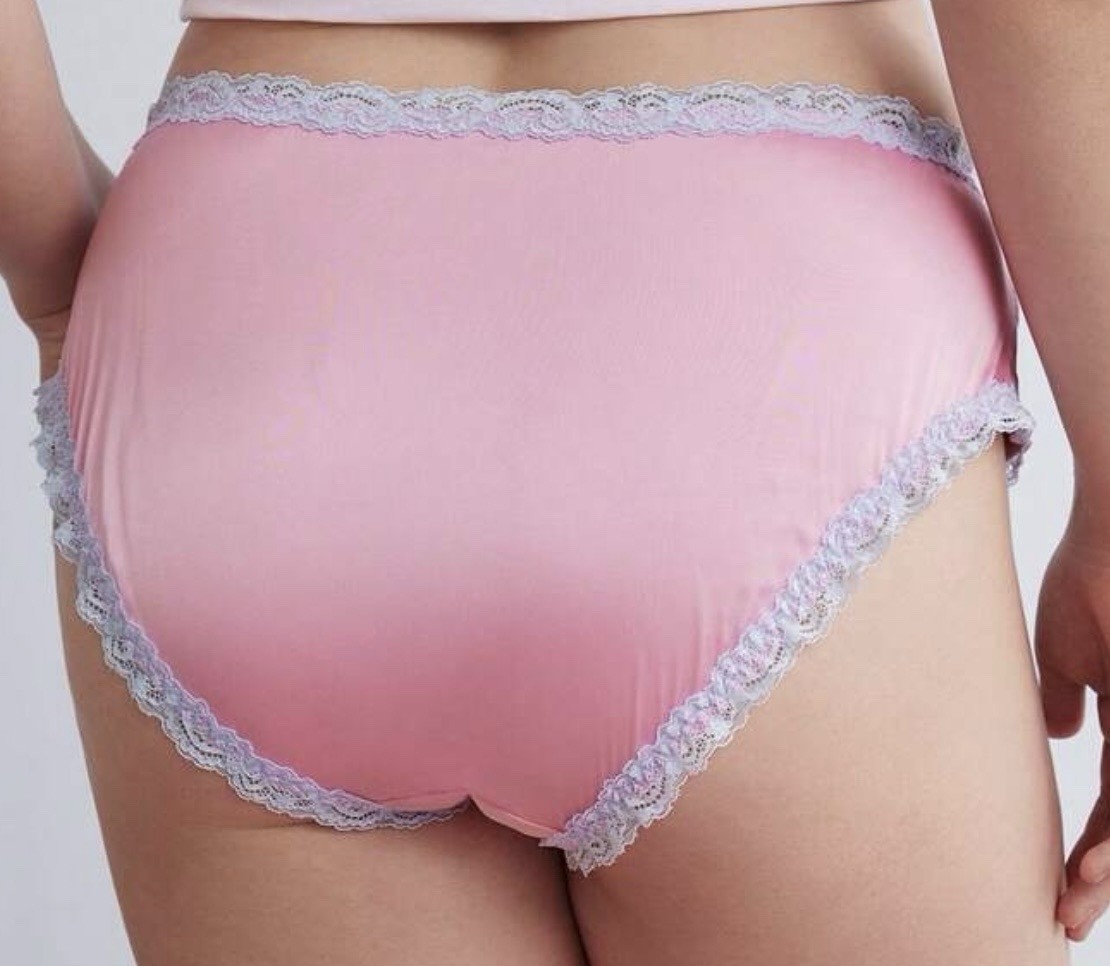 Glossy Pink Satin & Blue Lace Sissy Brief Panties 4X 4XL NEW Bows