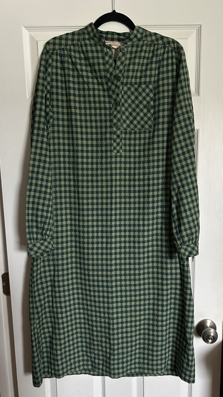 Aunt Abigail’s Attic Vintage Cottage Core Homesteader Dress Green Gingham Sz 14