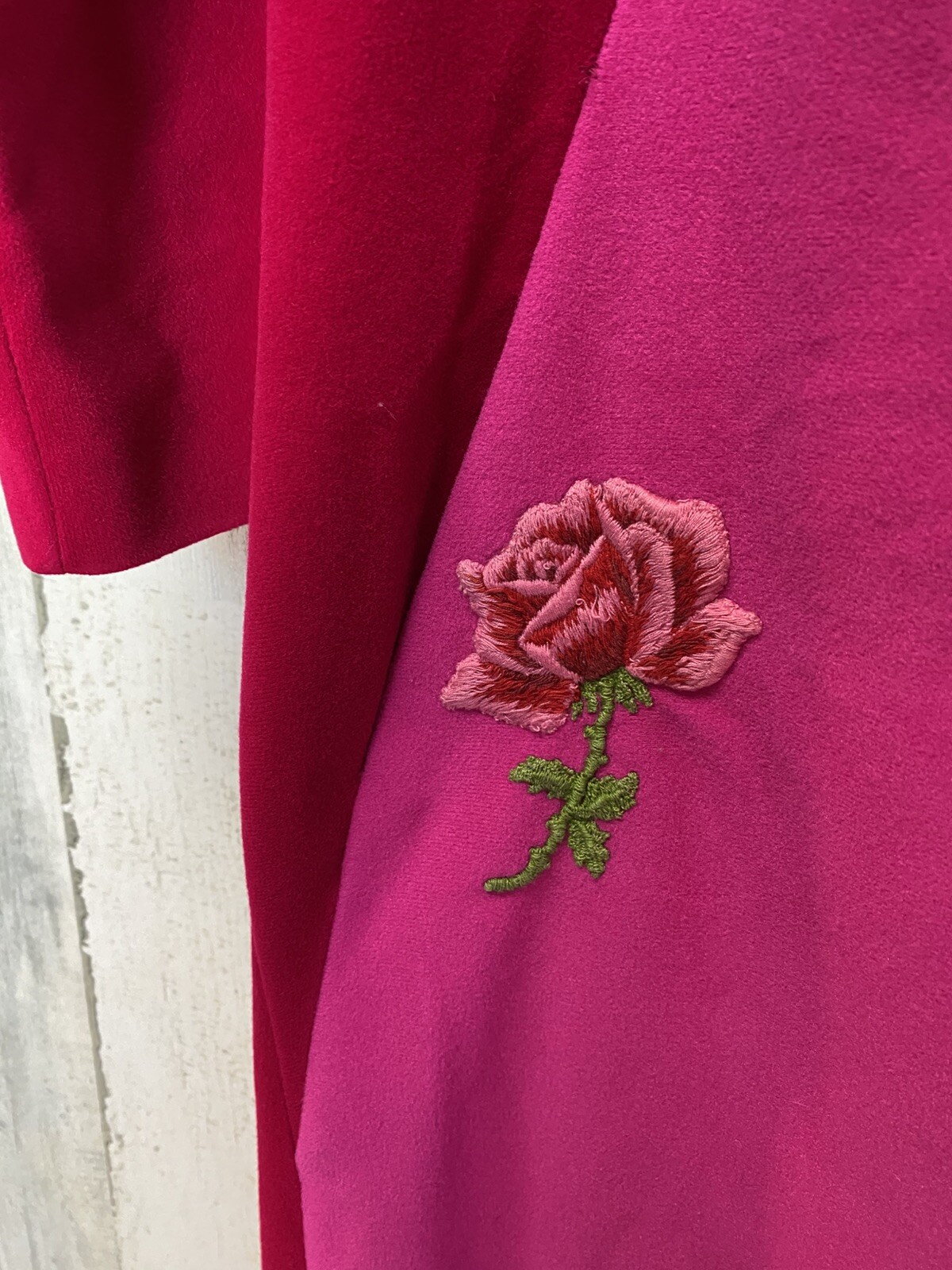 Vtg At Home Wear by Van Raalte House Coat Robe Velvety Feel Colorblock Sz 8