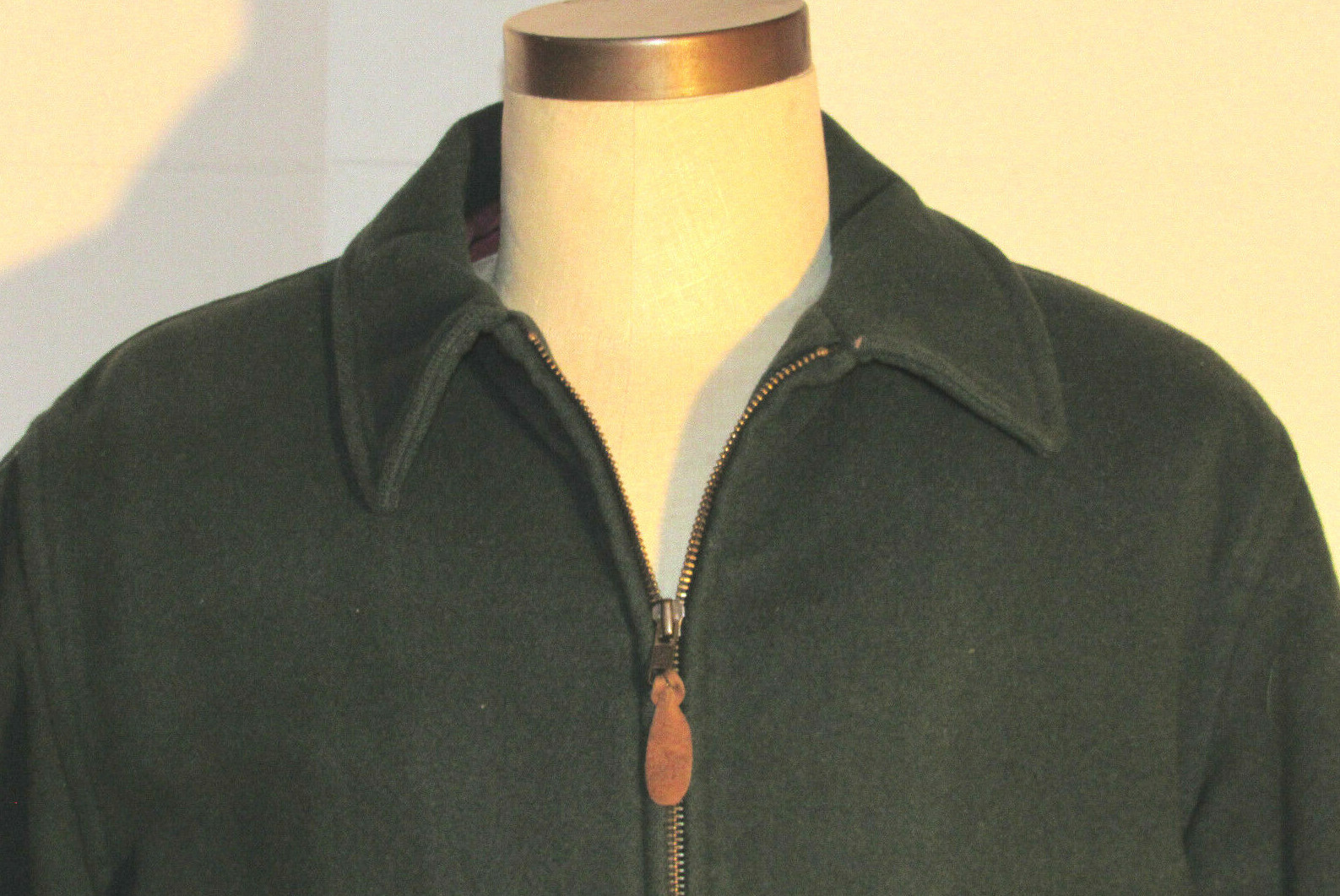 VINTAGE WOMEN’S LL BEAN FOREST GREEN WOOL ZIP-UP JACKET! COTTON LINING! USA! 44