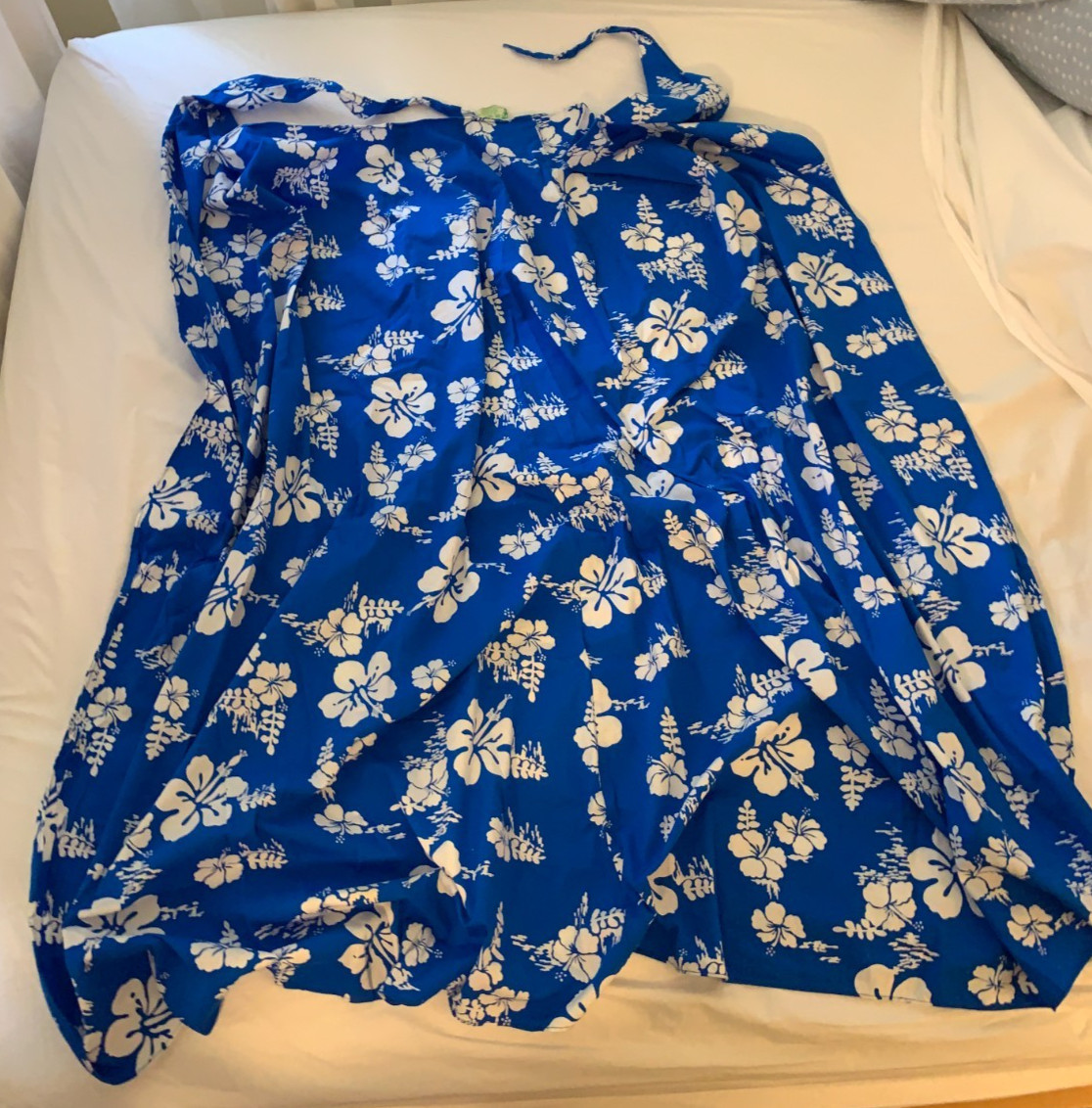 Vintage UI-MAIKAI Hawaiian WRAP DRESS – Bright Blue & White – can do Many Styles