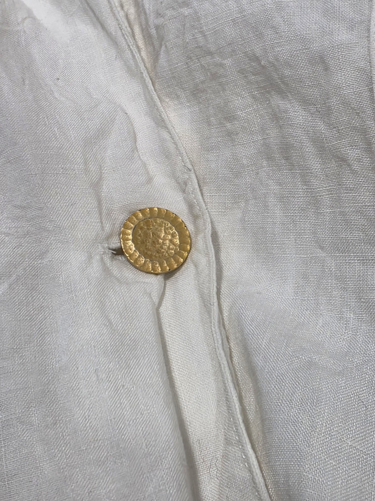 Carlisle 100% Linen Button Up Shirt Size 12 White Long Sleeve