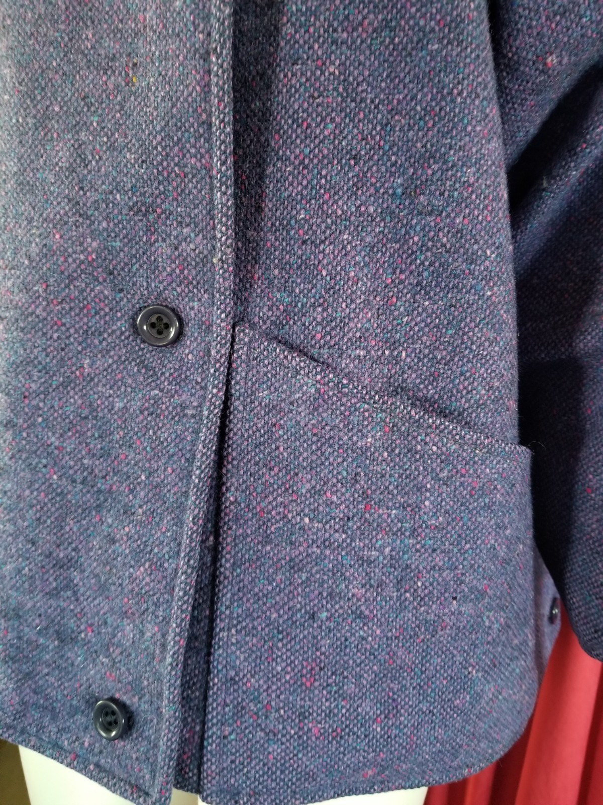 1960’s HOURIHAN Donegal Tweed Pure Wool Womens Vintage Coat Purple Ireland 14