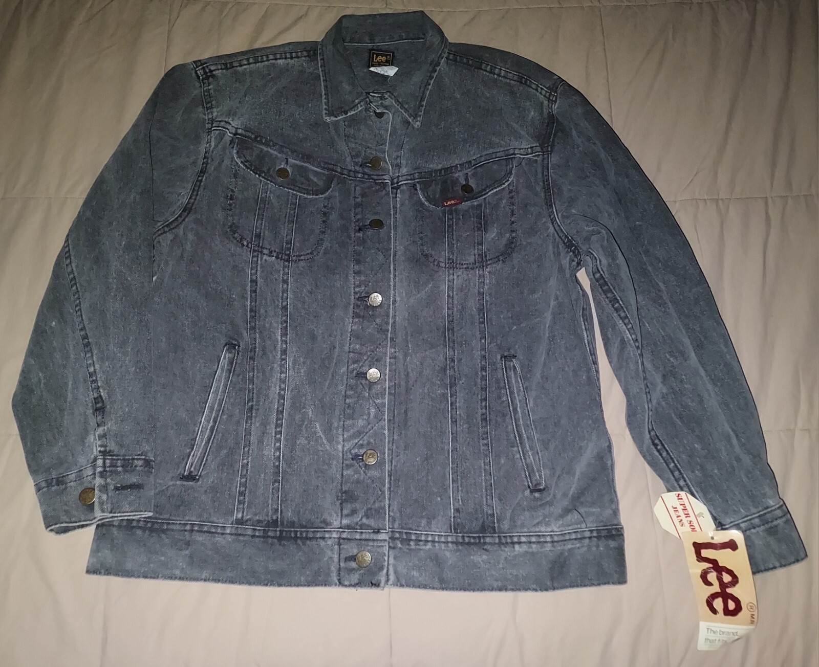 NWT VTG 80s LEE DENIM GRAY JACKET WOMENS 13-14 153438 JEAN WESTERN TRUCKER USA