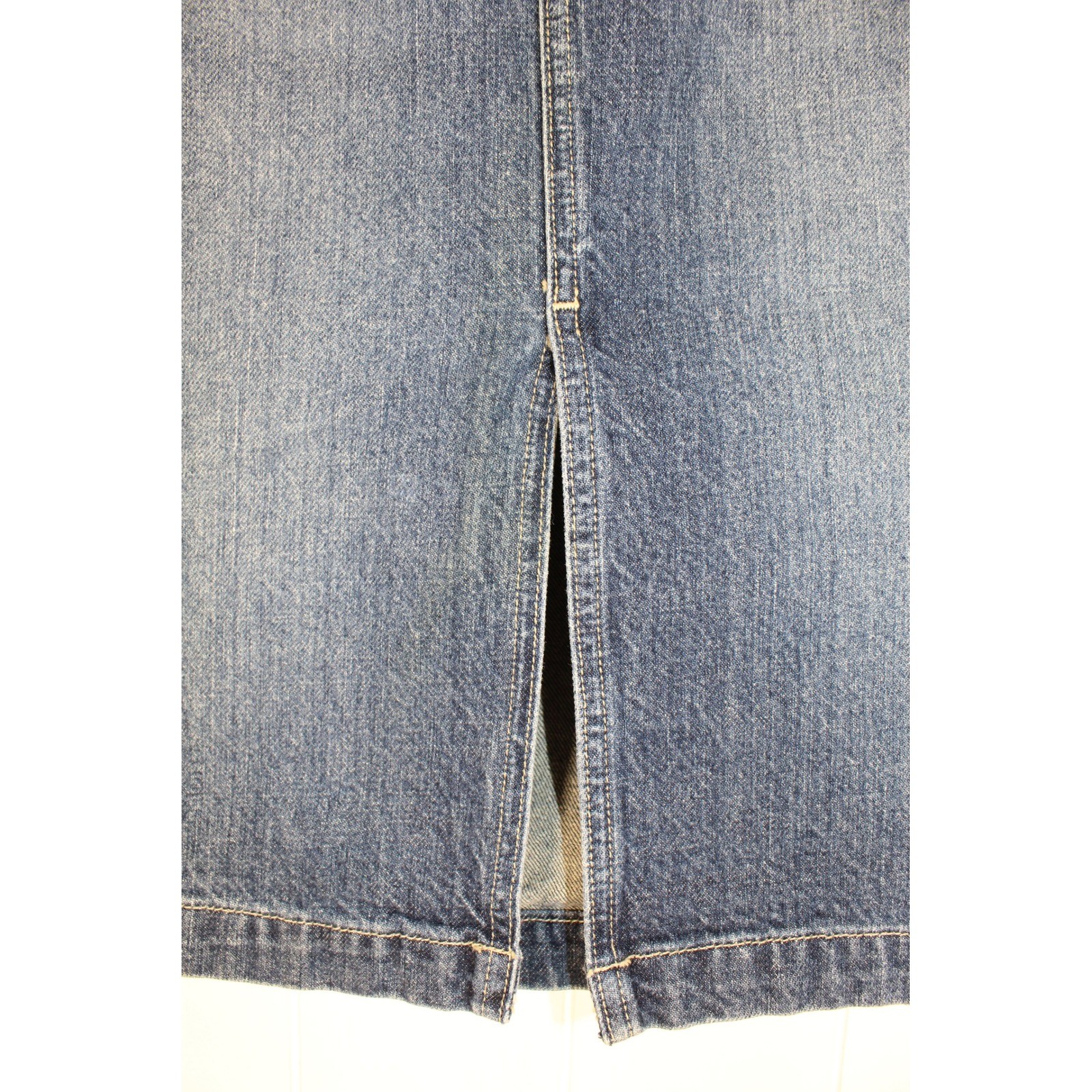 Tommy Hilfiger Jeans VTG Cotton Knee Length Denim Carpenter Style Skirt SZ 8
