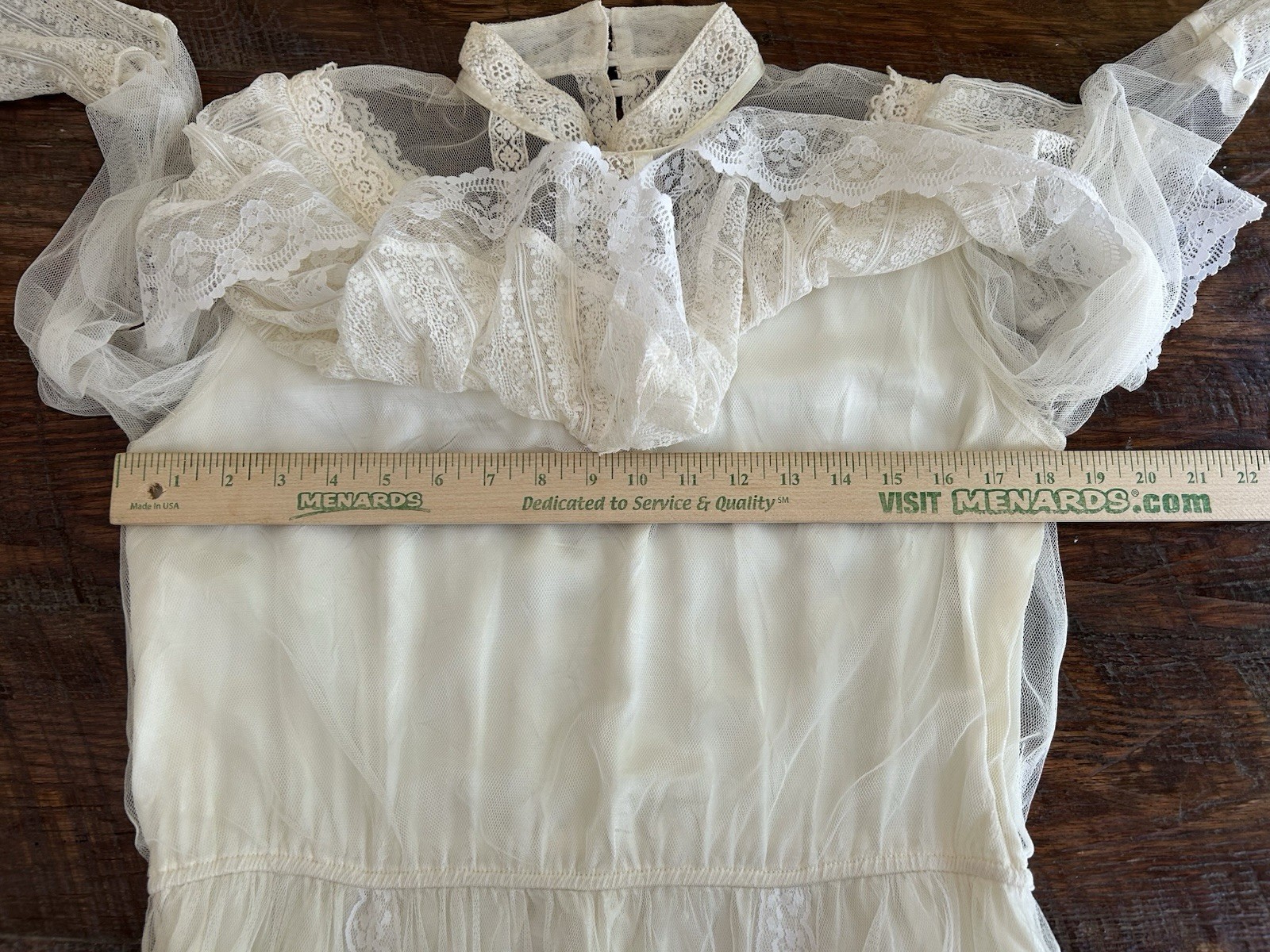 Vtg Gunne Sax Bridal Wedding Dress M/8 Ivory Tulle Lace Victorian Cottagecore