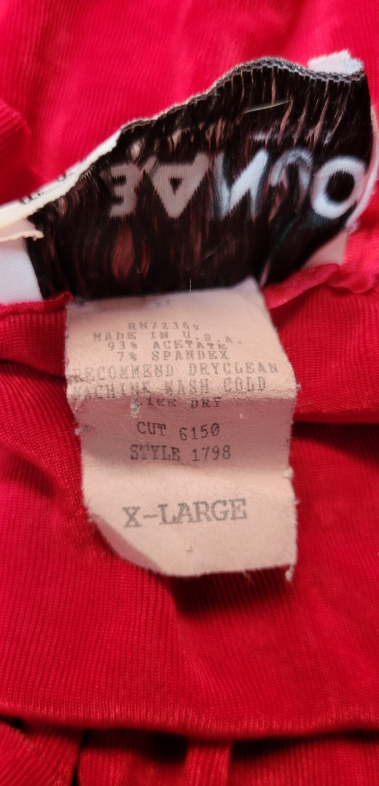 Vintage Banjo Dallas Tx Red Slinky Stretch Ruffle & Tie Cropped Top Blouse XL