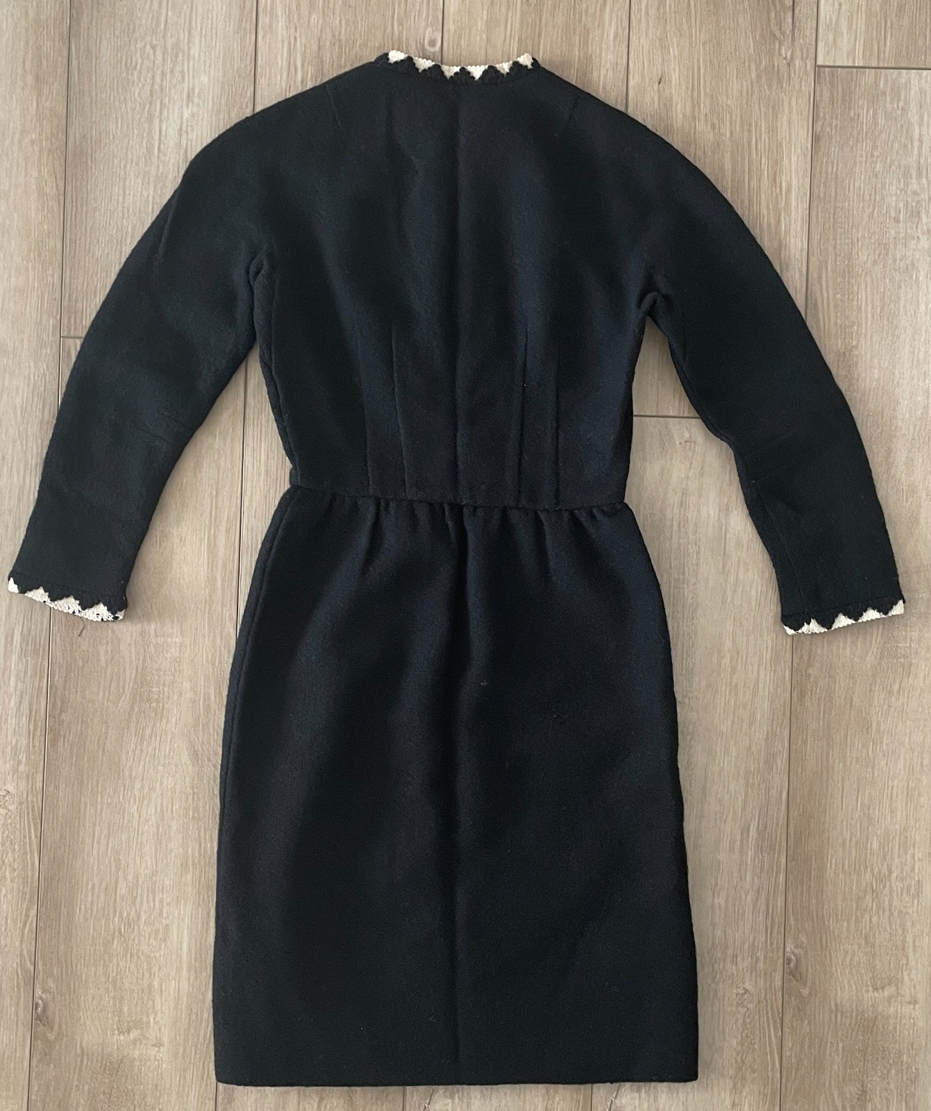 Vintage 1960s Lanz Original Tailored Long Sleeve Black Wool Dress-Women’s XS/S
