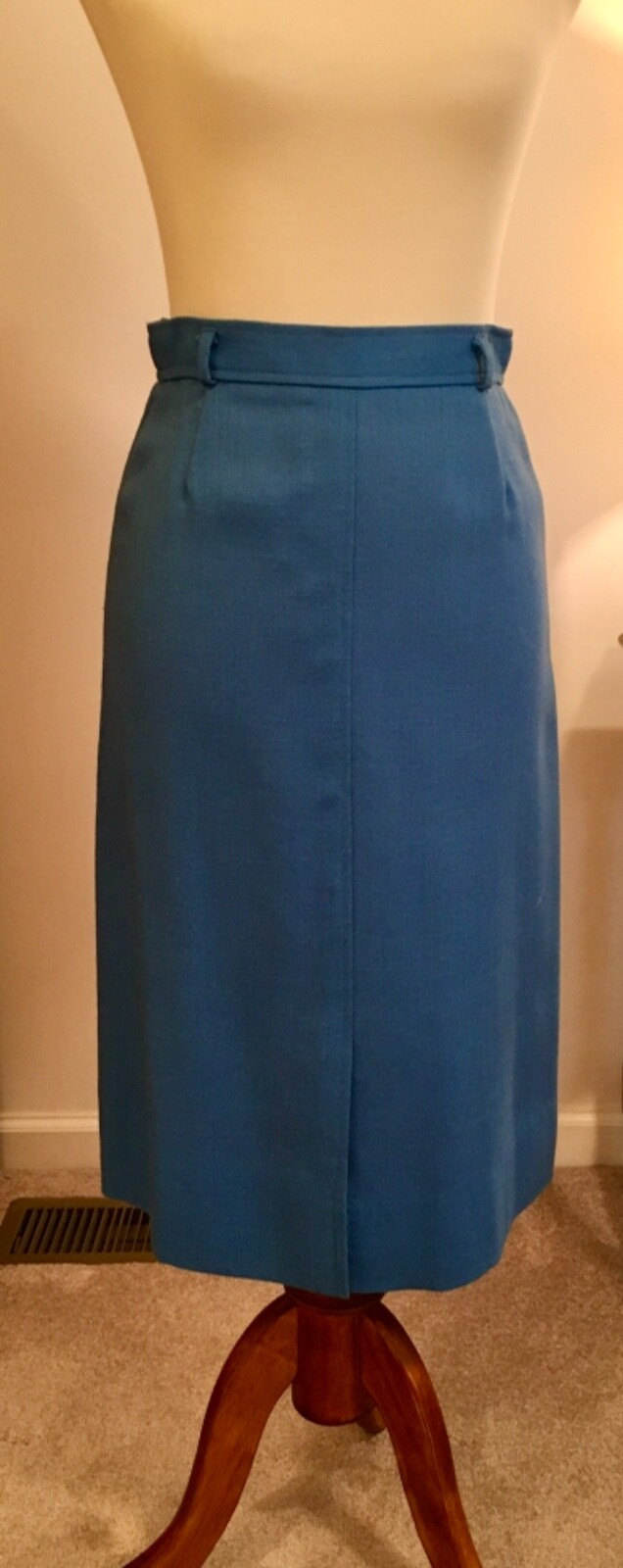 Austin Hill Blue Straight Skirt Fully Lined Size 4 Vintage w/Matching Belt