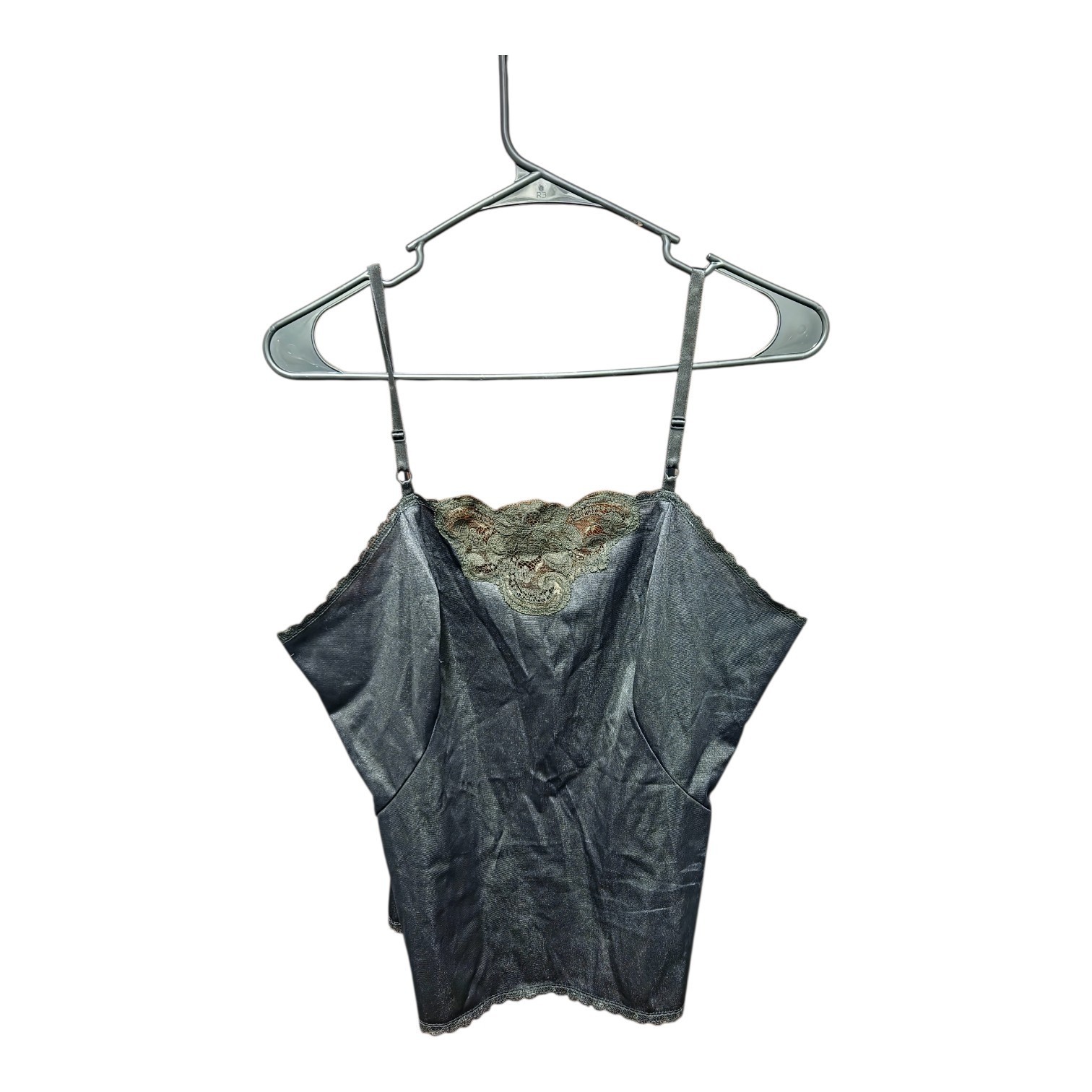 Vintage 70s 80s Black Lace Camisole Dark Romantic Goth Size 38 Medium Punk