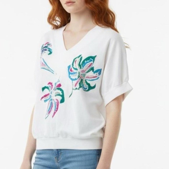 vintage 80s 90s abstract floral print single stitch shirt puffy flowers art