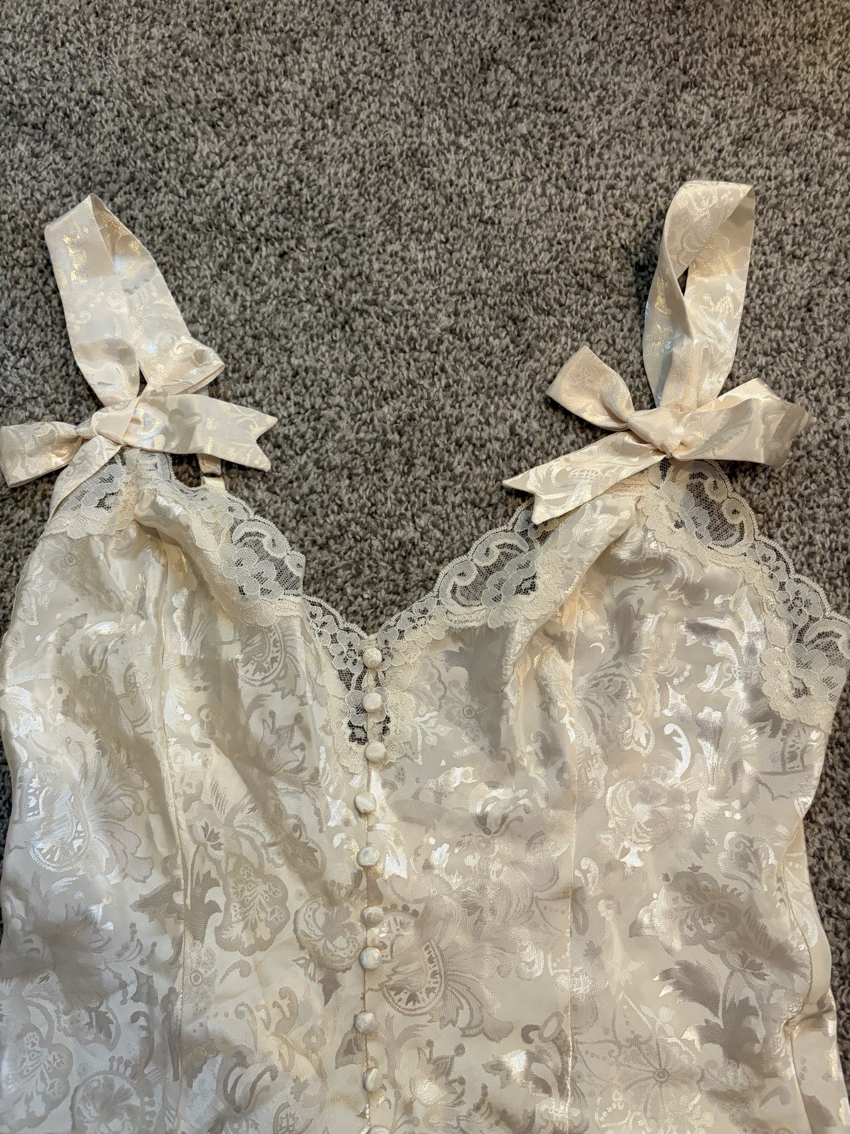 NWT Vintage Victoria’s Secret Gold Label Cream Lace Bridal Teddy Lingerie Size L