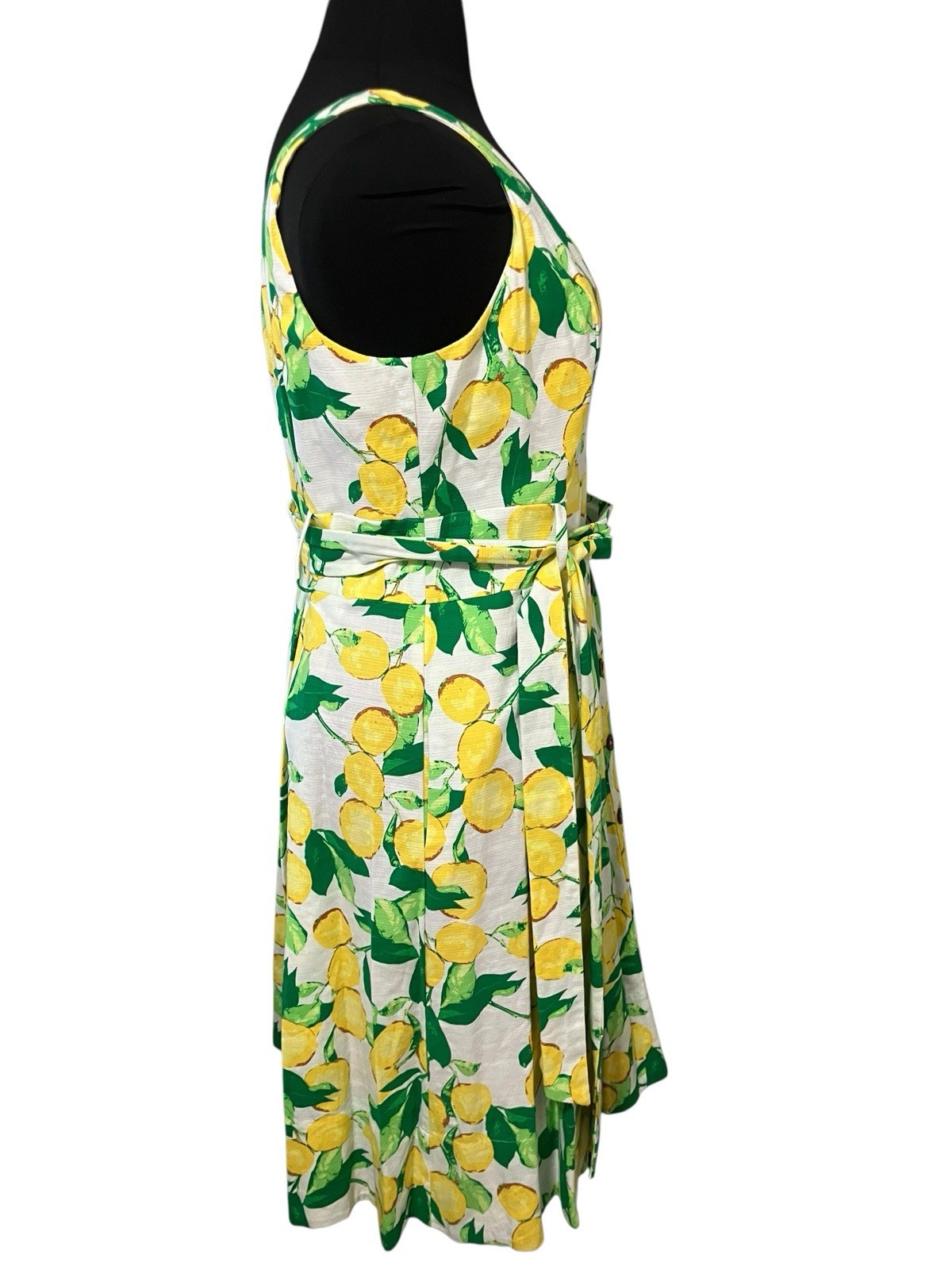 1901 Novelty Lemon&Leaves Belted Fit & Pleated Cottage Core Cruise Resort Sz 16