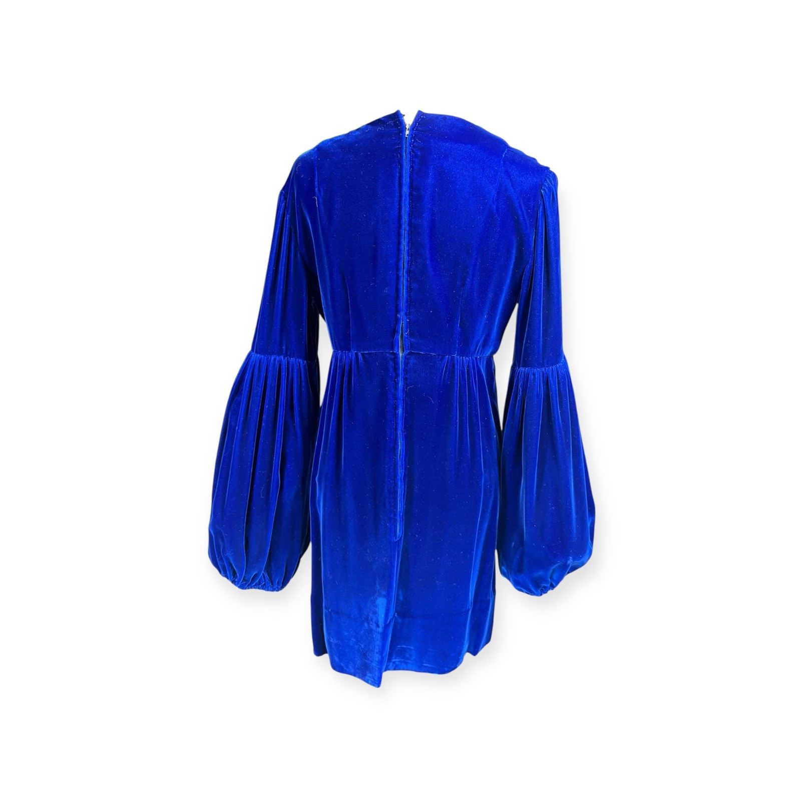 VTG 1960s BLUE VELVET DRESS GIGOT PUFF RENAISSANCE Whimsigoth MOD HIPPIE BOHO