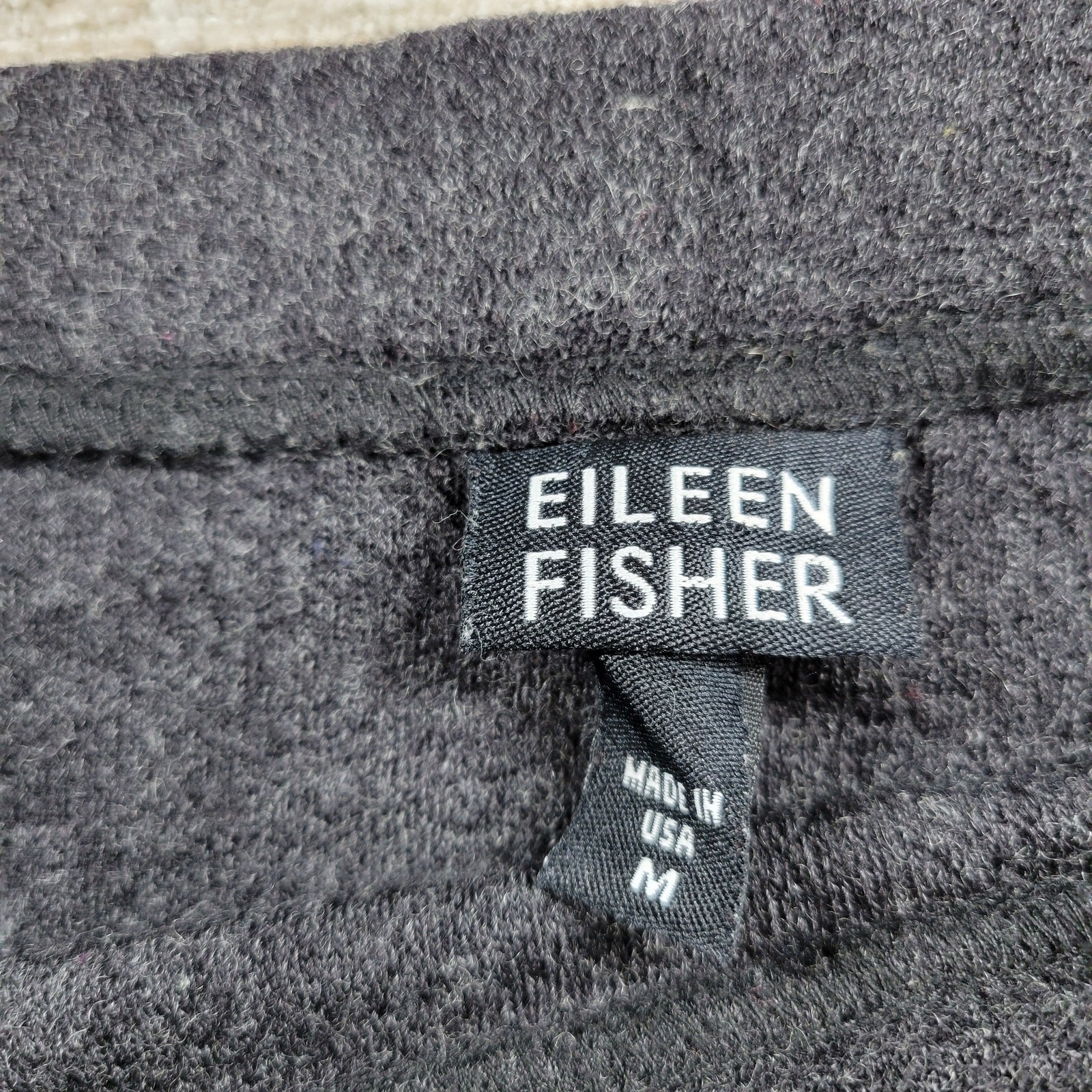 Eileen Fisher Wool Midi Skirt Medium Heather Gray Knit Elastic Waist USA