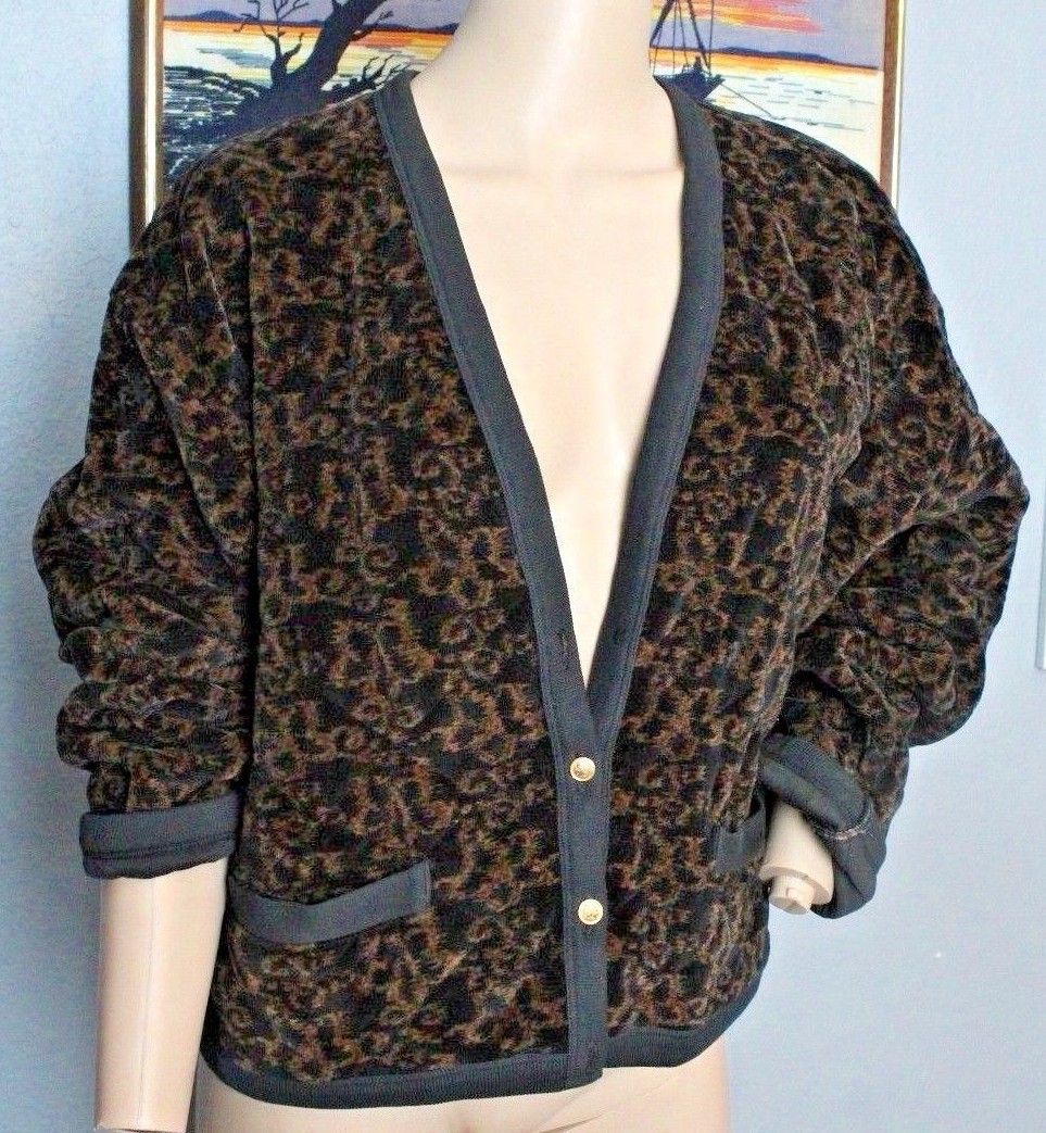 Vtg 80’s Sonia Rykiel Paris France Quilted Floral Velvet Sweater Jacket XL